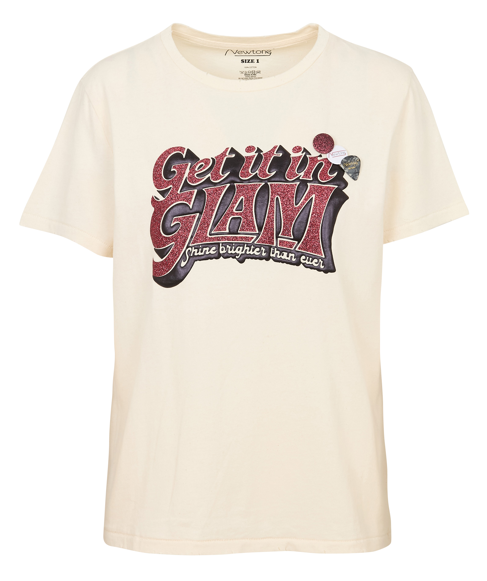 Tee-shirt droit col rond sérigraphié en coton NEWTONE Beige