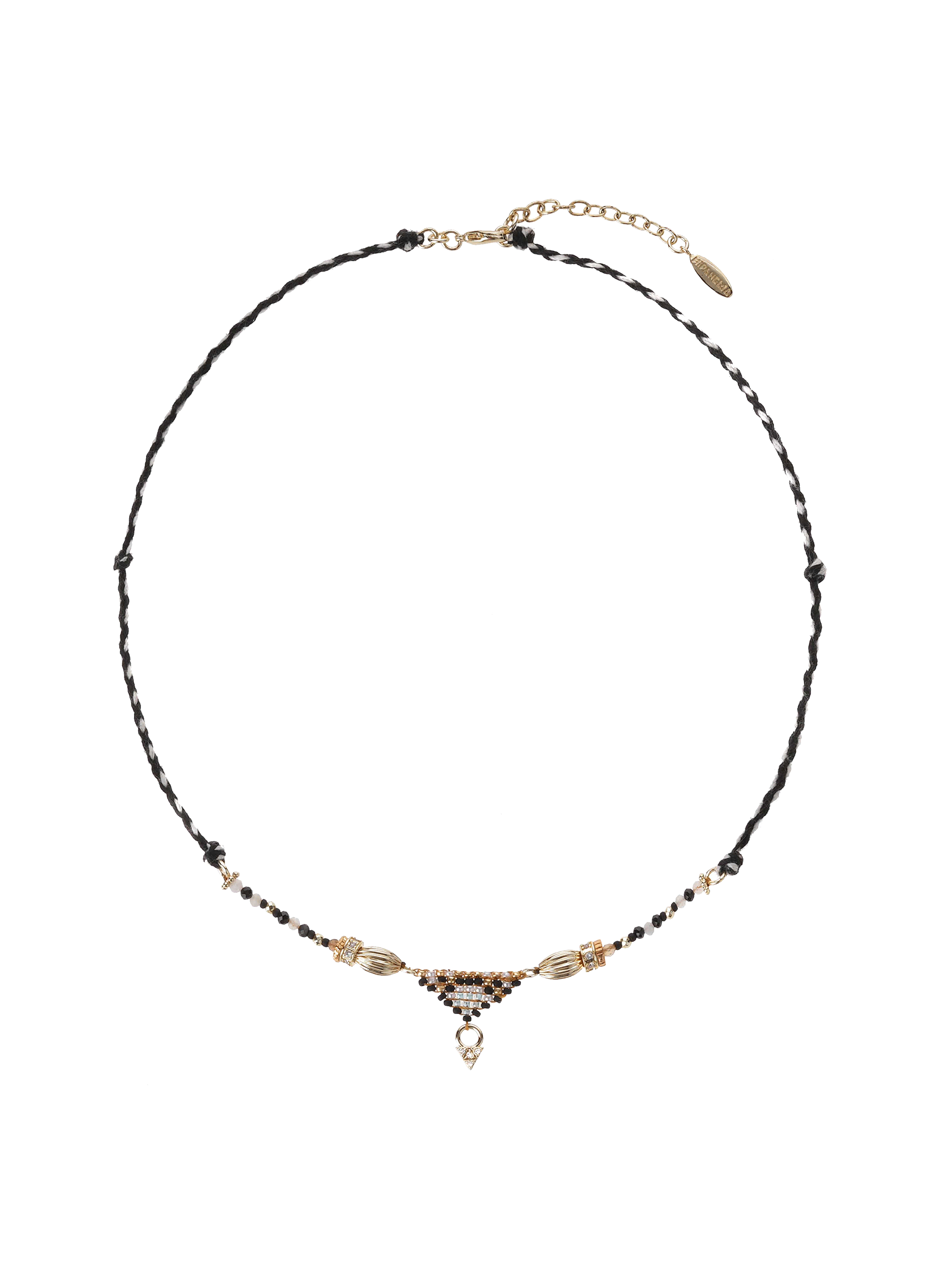 Cord necklace with beads and central pendant HIPANEMA Black