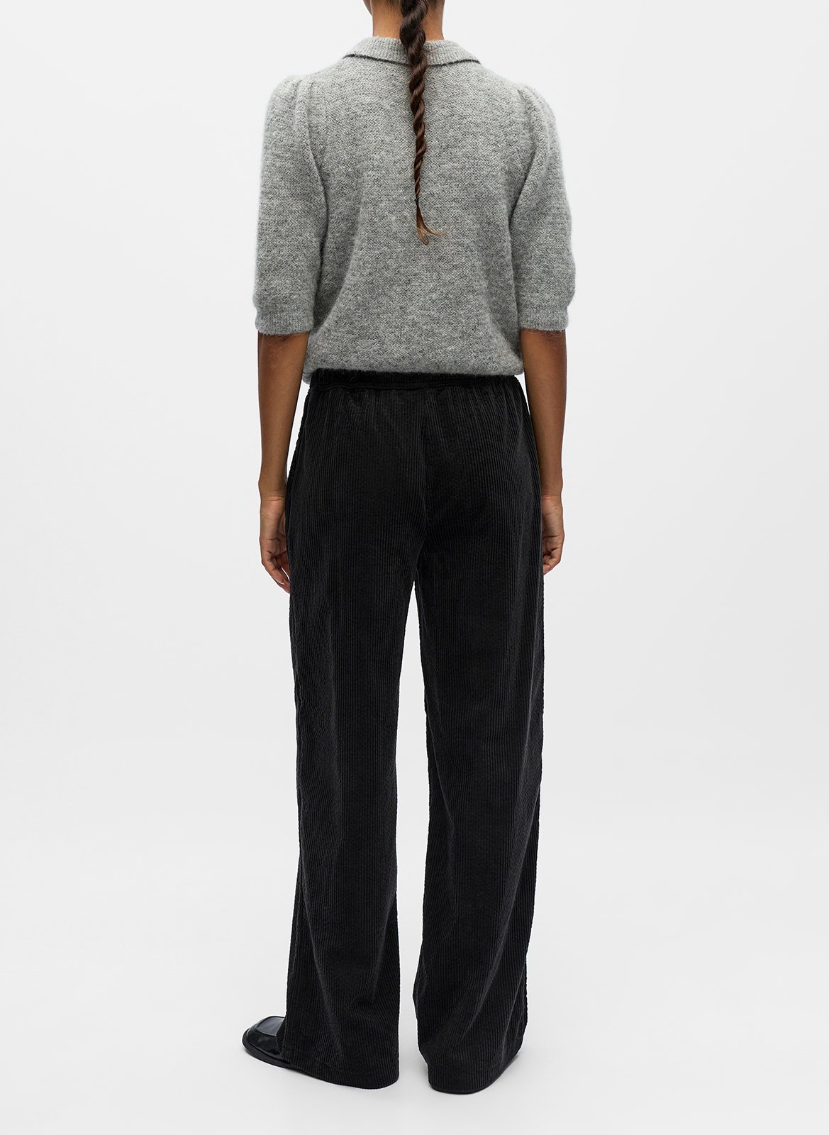 Capribroek van corduroy OBJECT Zwart