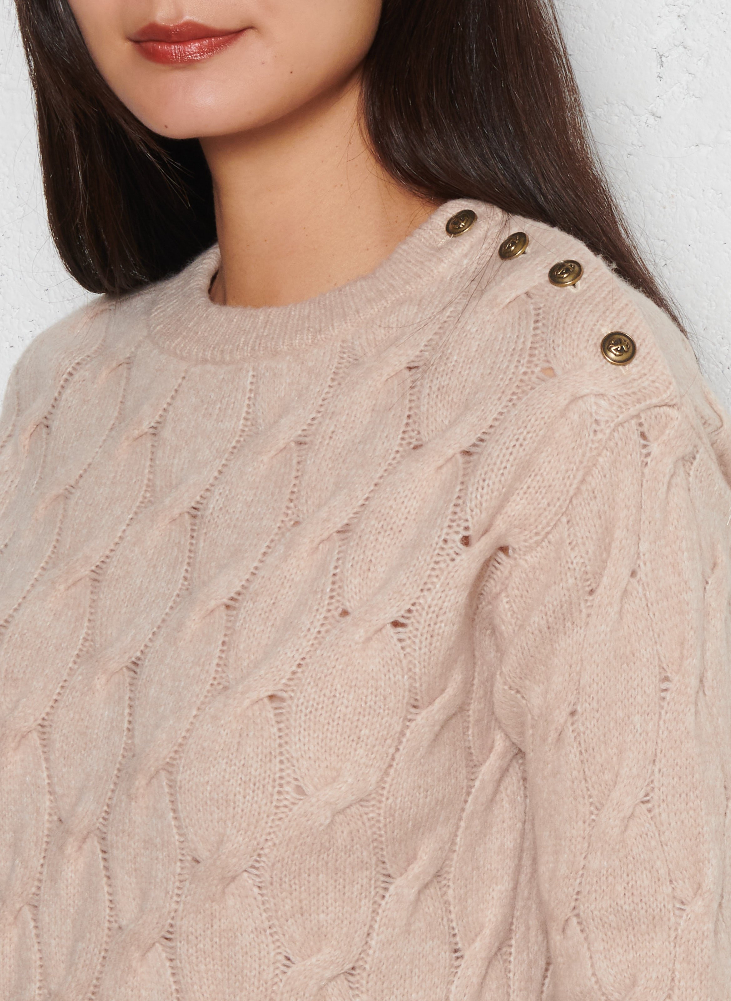 Pull tressé à boutons en laine mélangée ARMOR LUX Beige