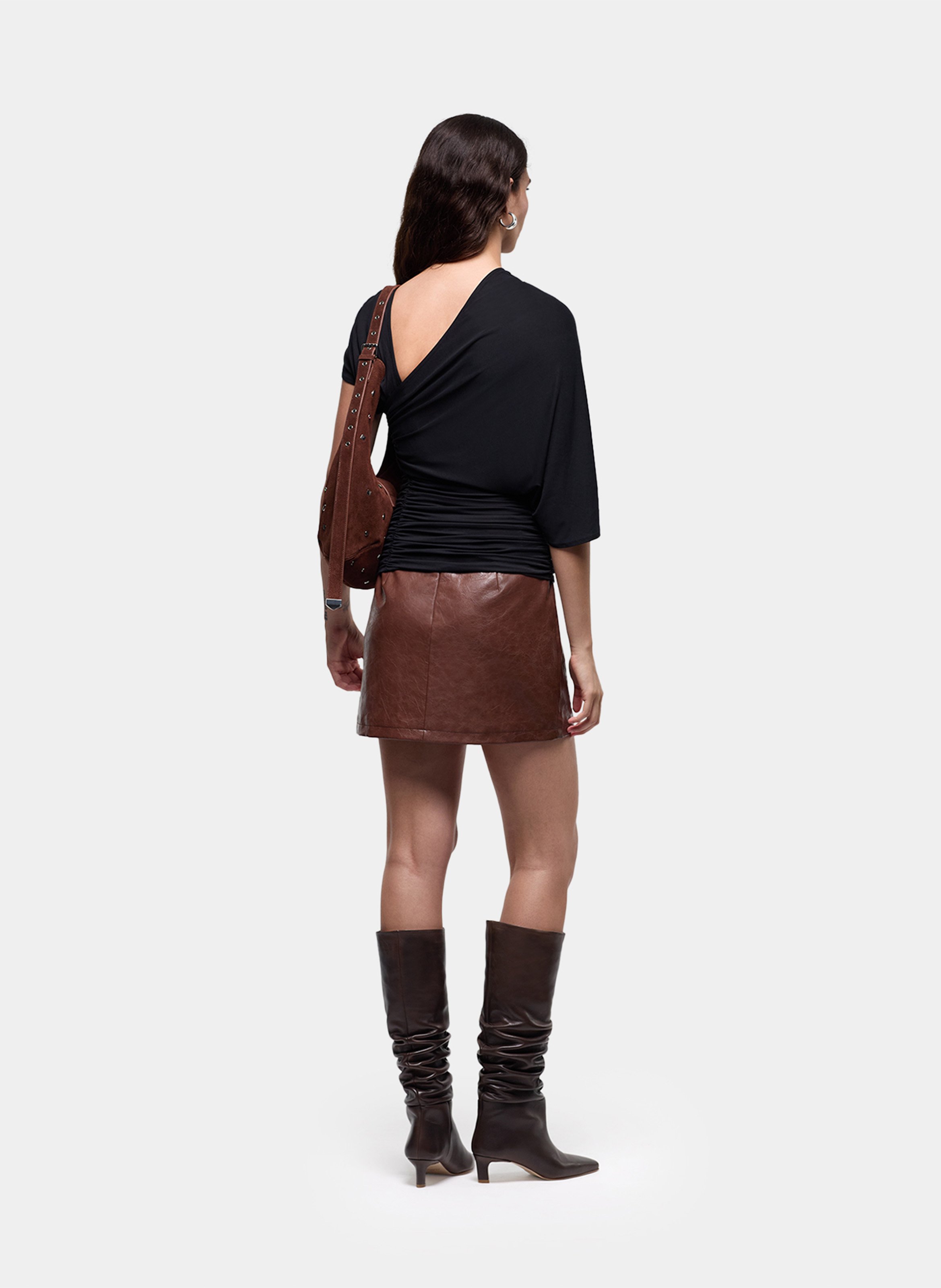 Round-neck gathered top LAAGAM Black