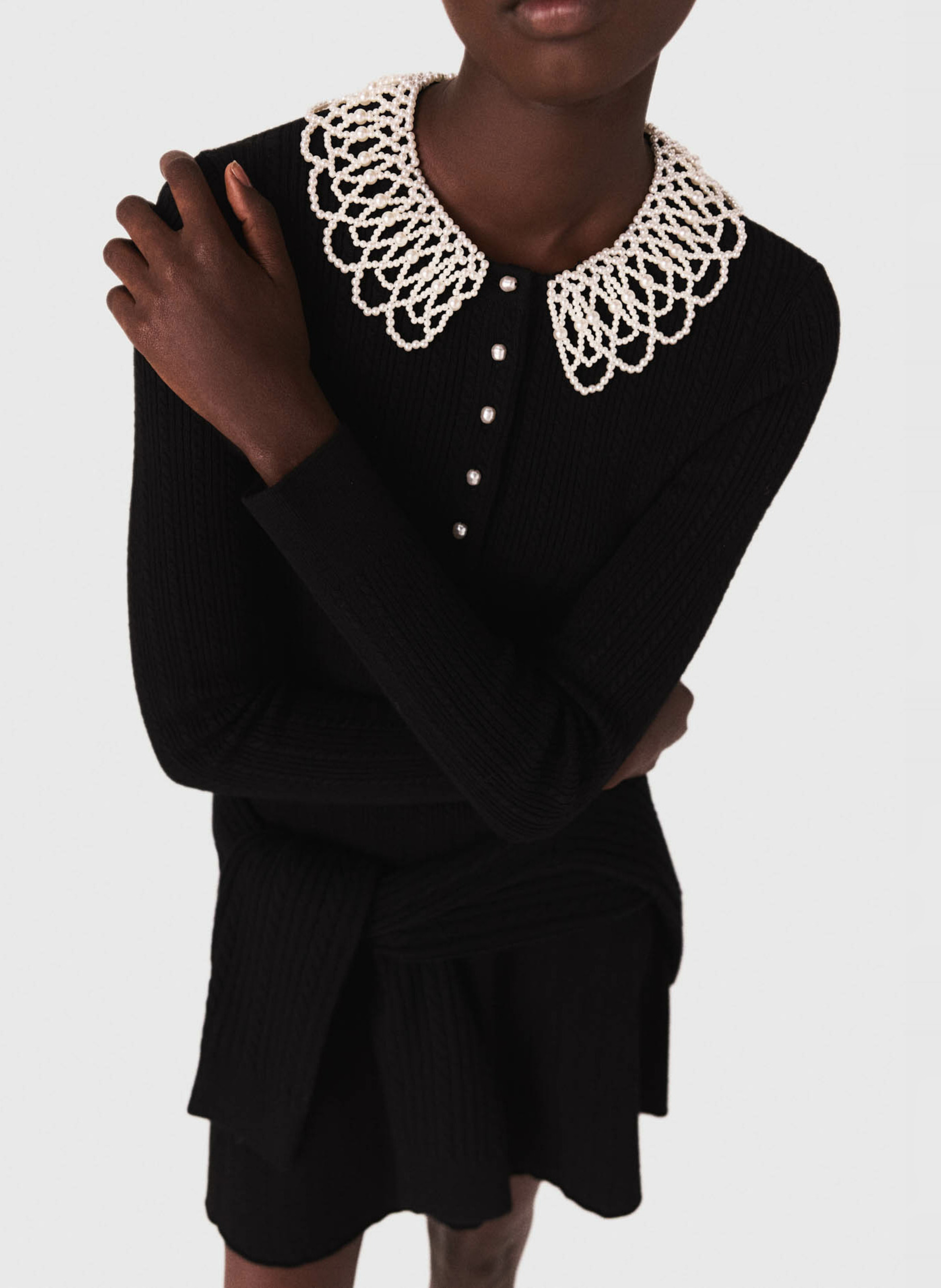 Robe courte col rond en maille MAJE Noir