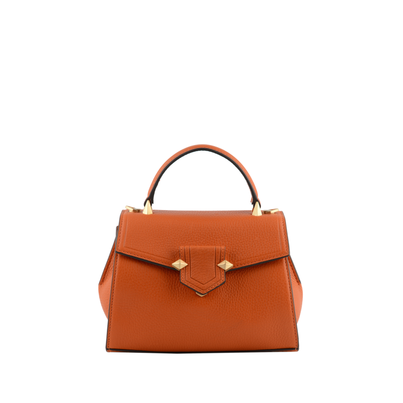 Handbag - grained calf leather POURCHET Orange