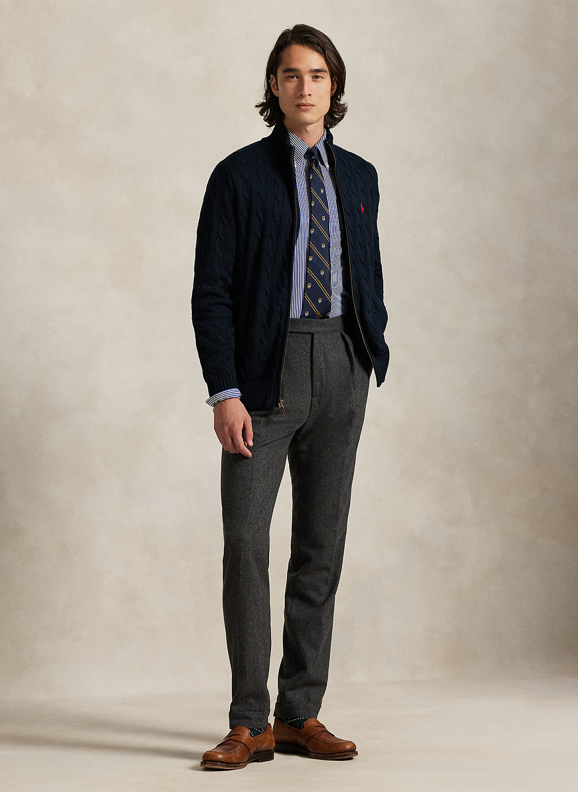 High-neck straight-cut cotton sweater POLO RALPH LAUREN Blue