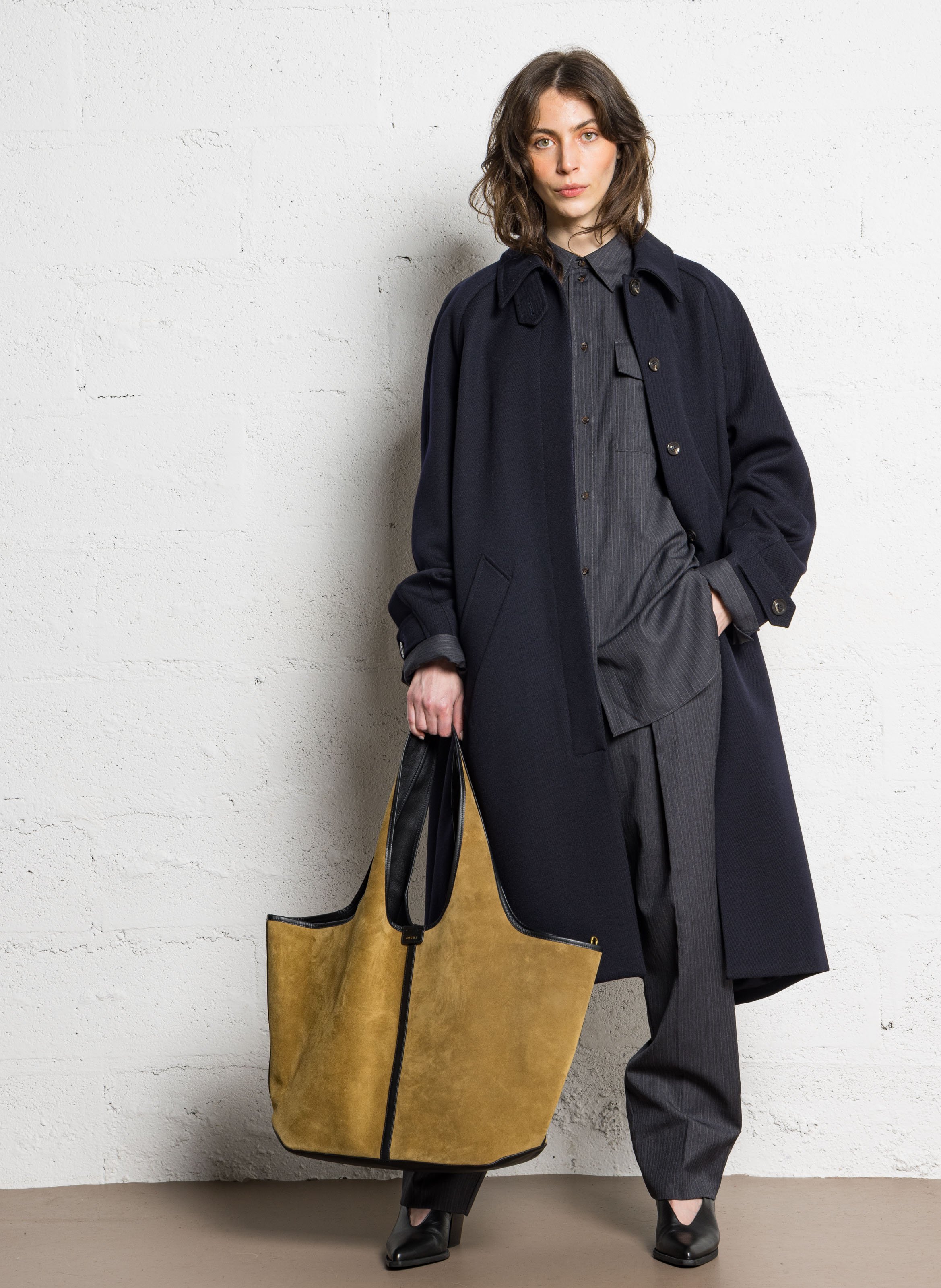 Leather tote bag SOEUR Brown