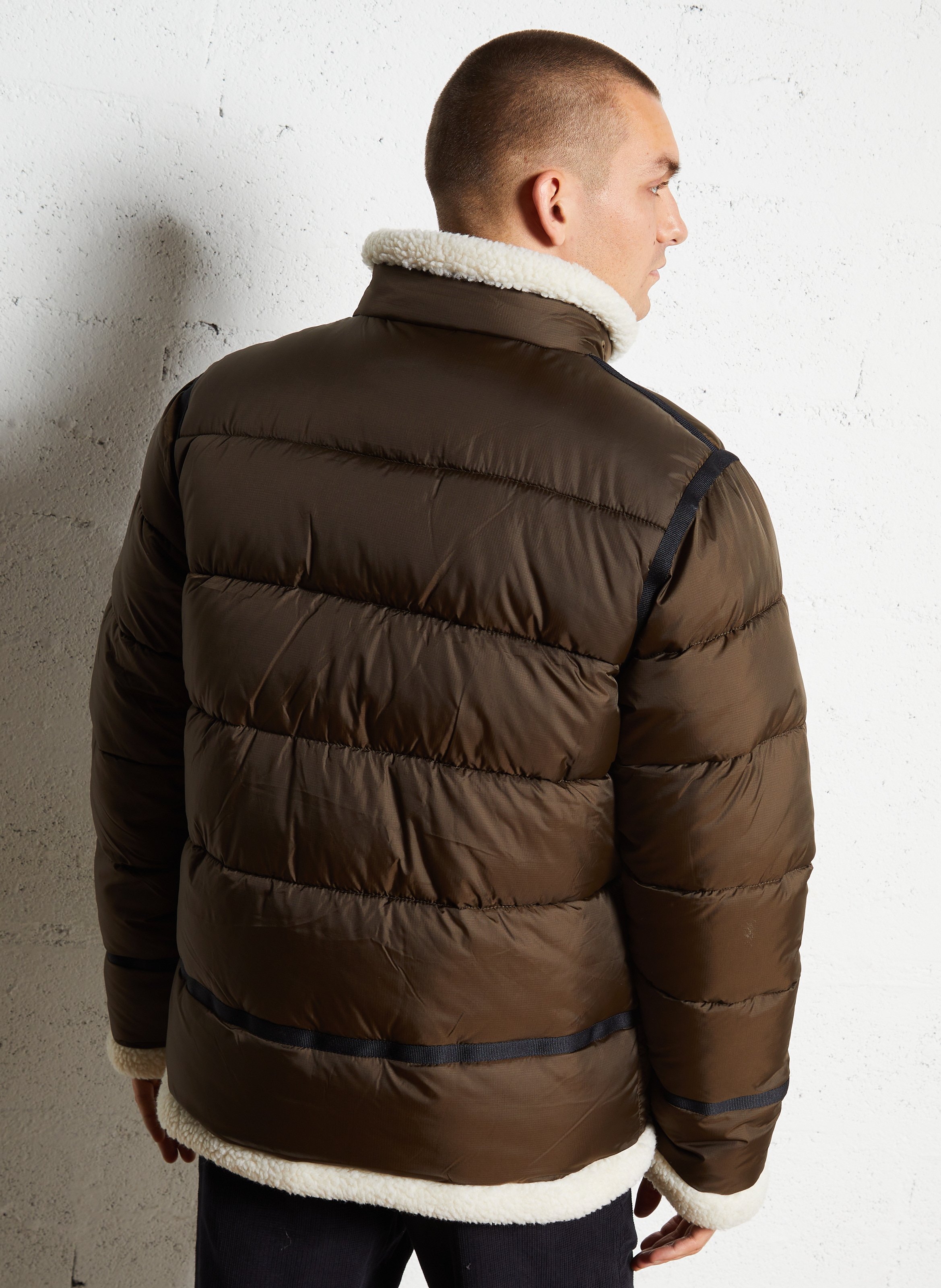 Doudoune droite col montant SCHOTT Marron