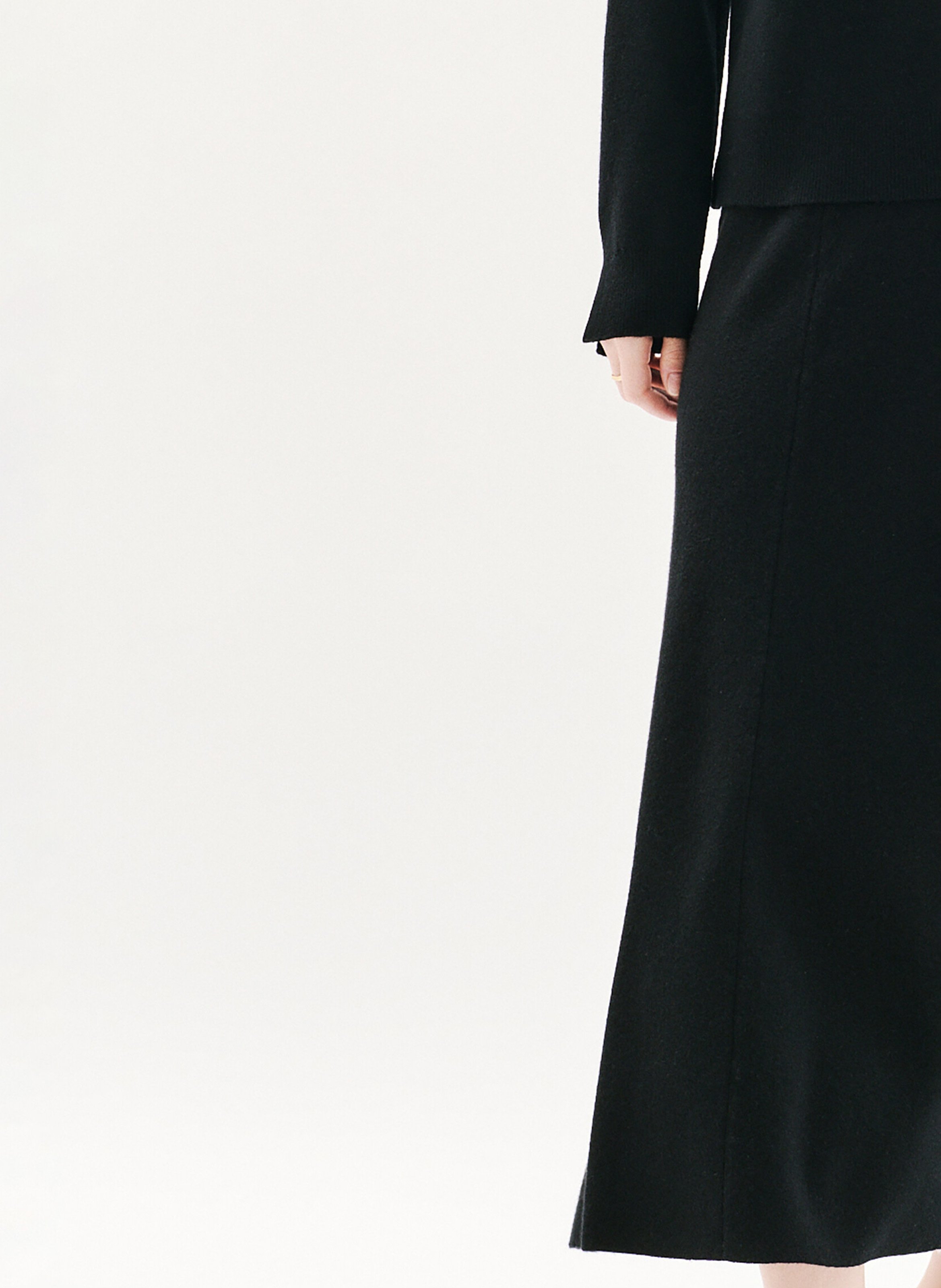 Jupe longue en laine mélangée CAROLL Noir