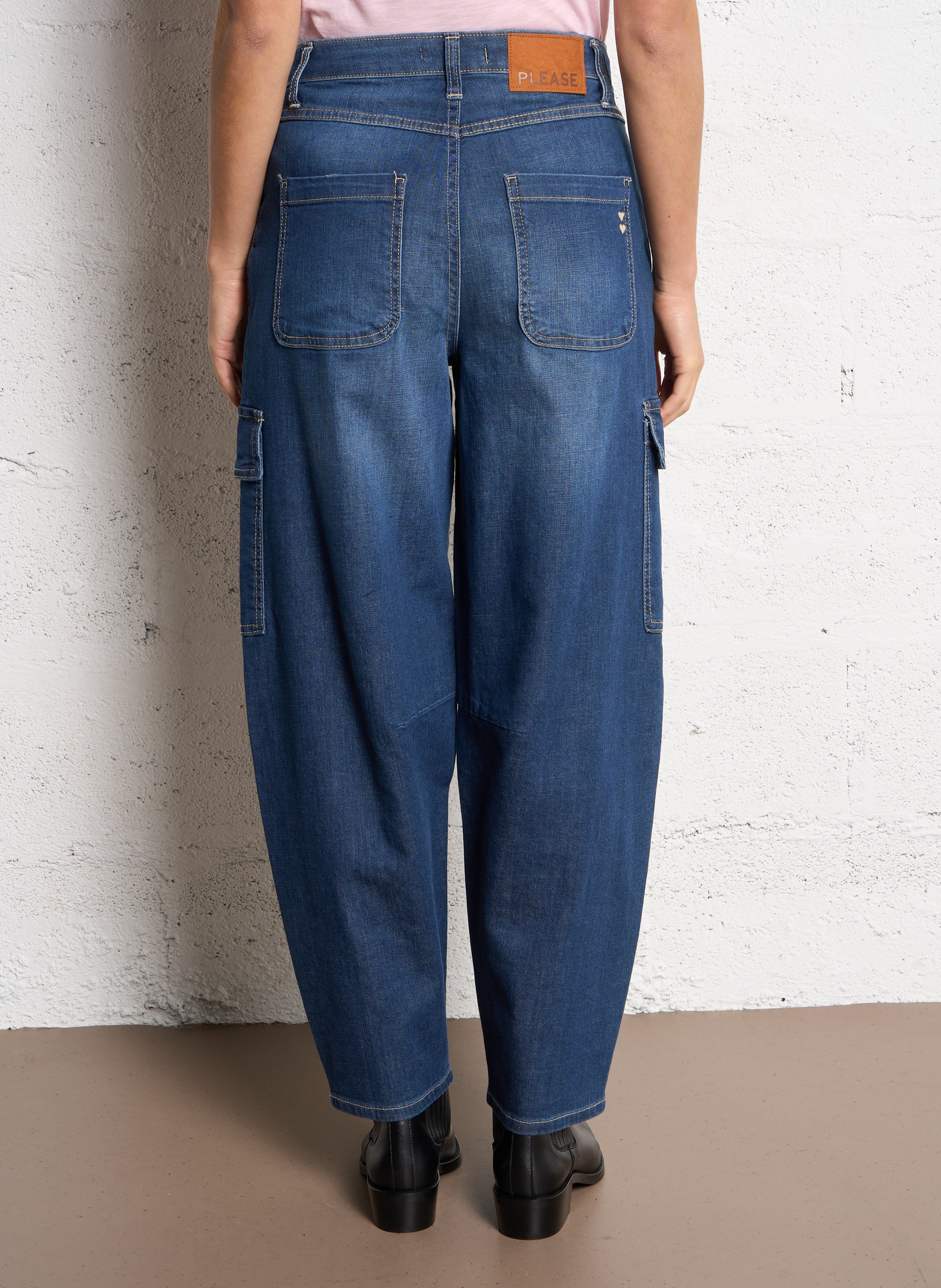 Pantacourt en jean PLEASE Bleu