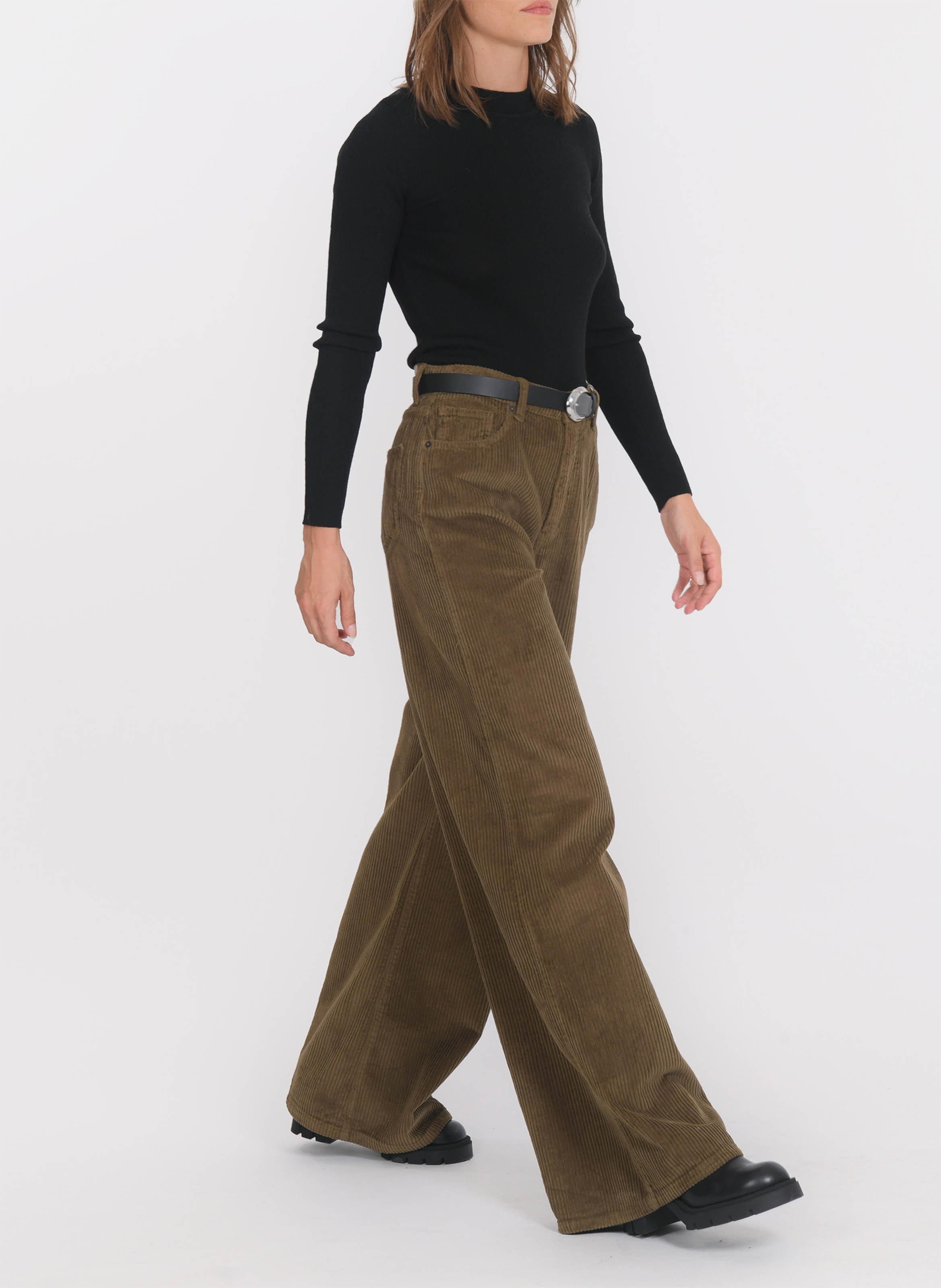 Pantalon large en velours côtelé KOOKAI Vert