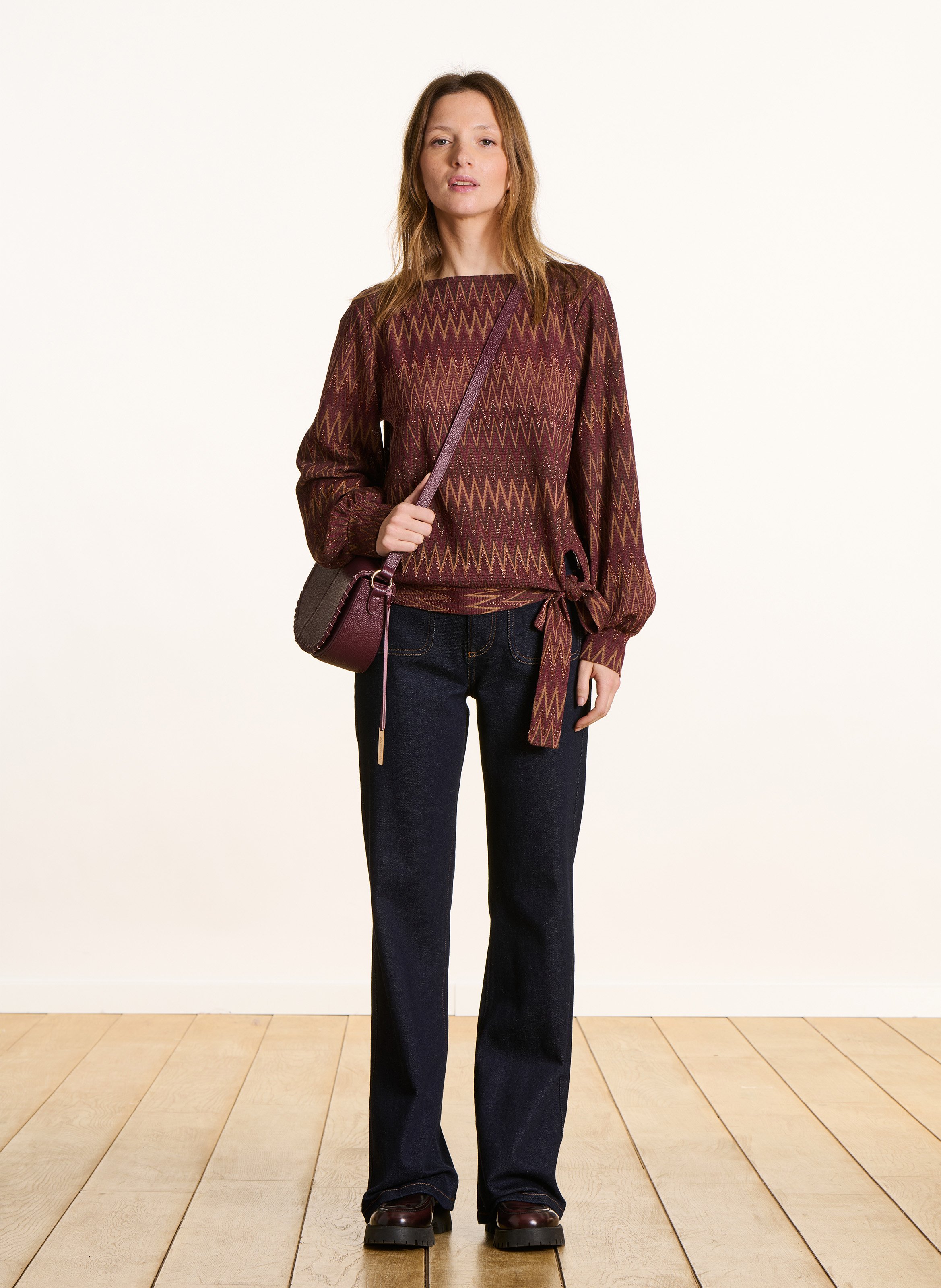 Top manches longues en maille pailletée LA FEE MARABOUTEE Rouge