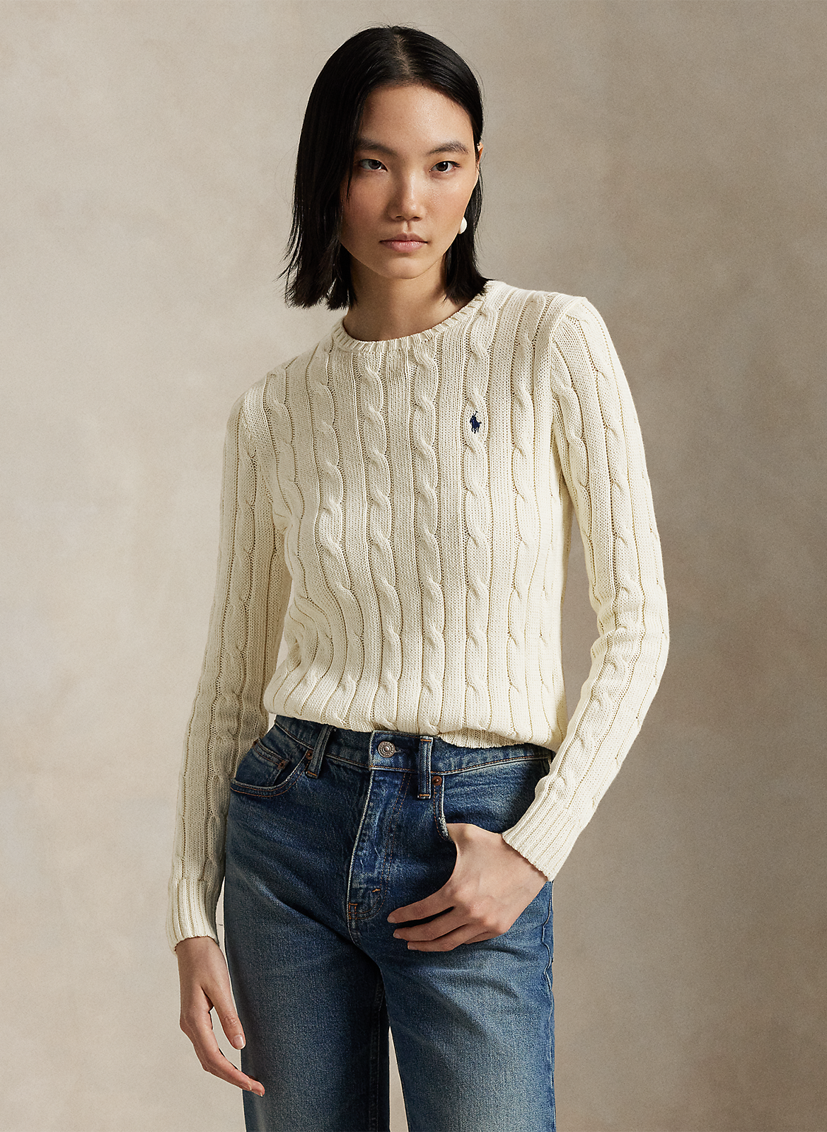 Pull col rond en laine mélangée POLO RALPH LAUREN Blanc