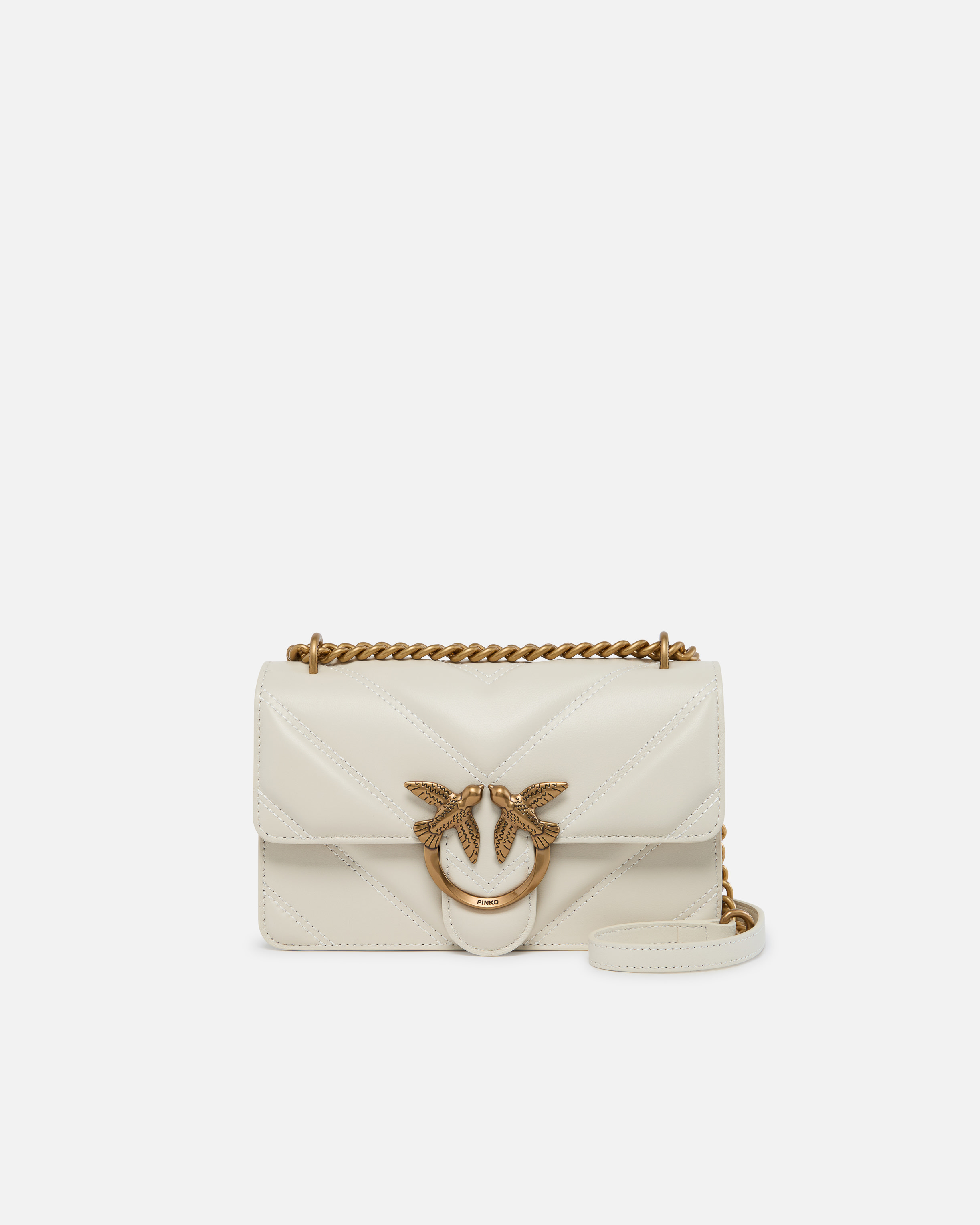 Mini Love Bag shoulder bag in quilted chevron nappa leather PINKO White