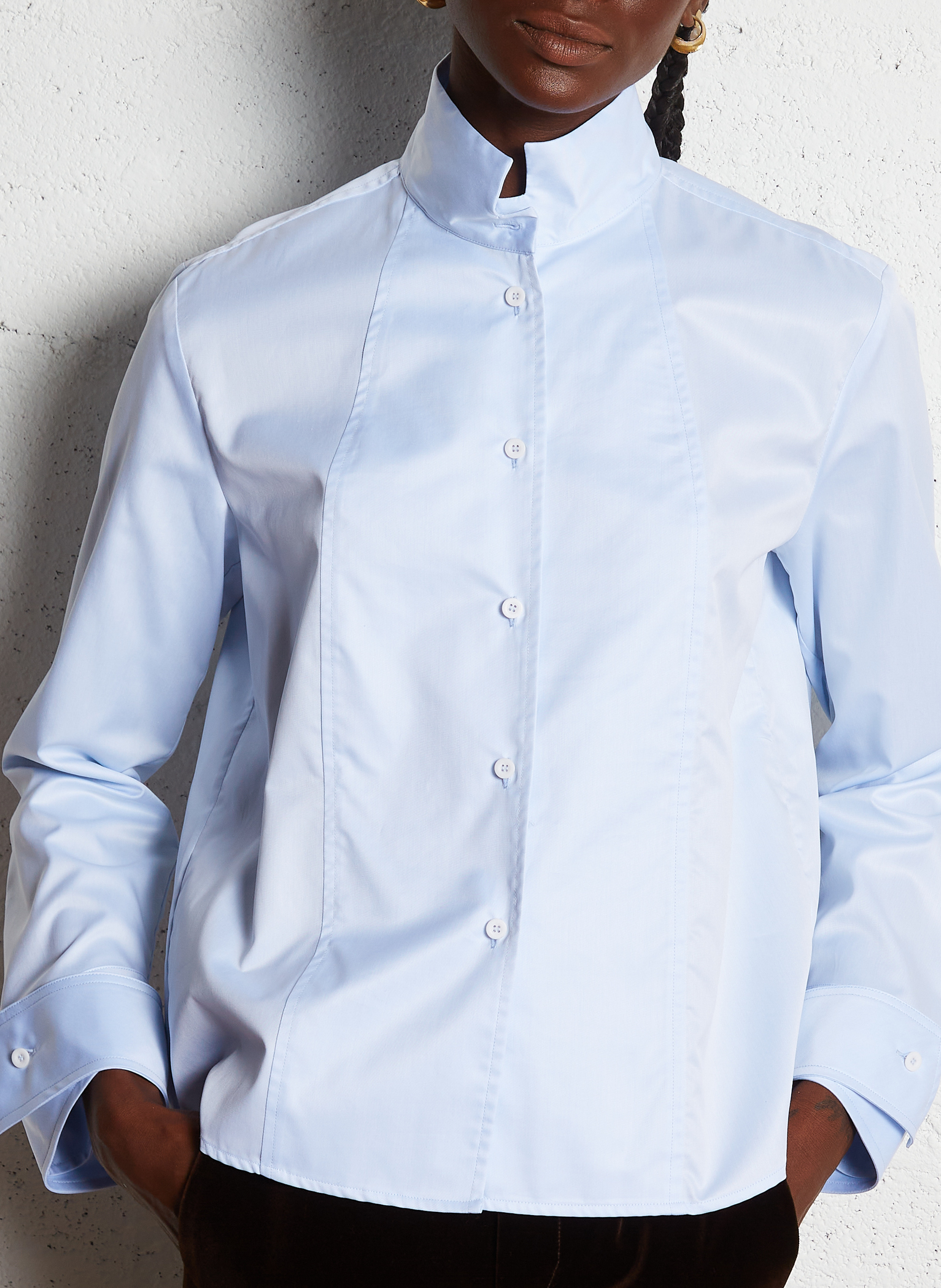 Chemise col classique en coton MARGAUX LONNBERG Bleu