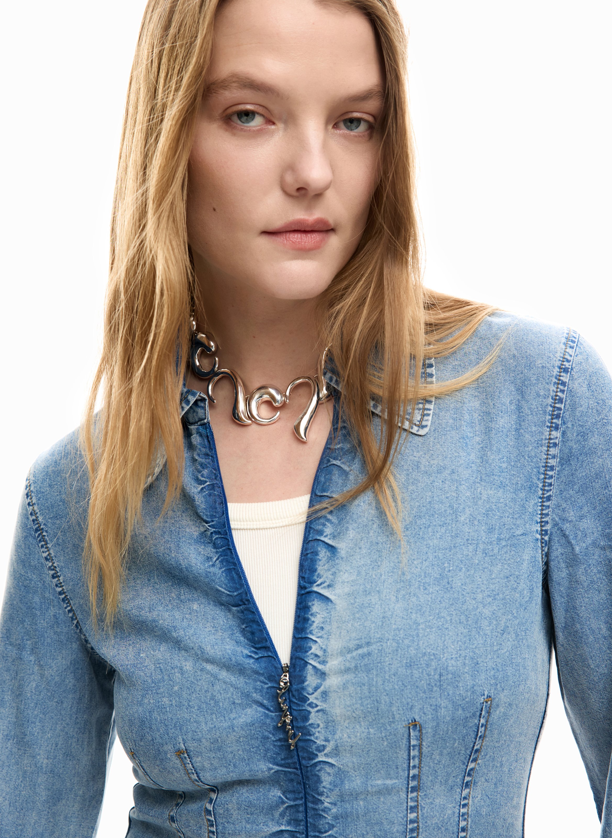 Robe courte col classique  DESIGUAL Bleu