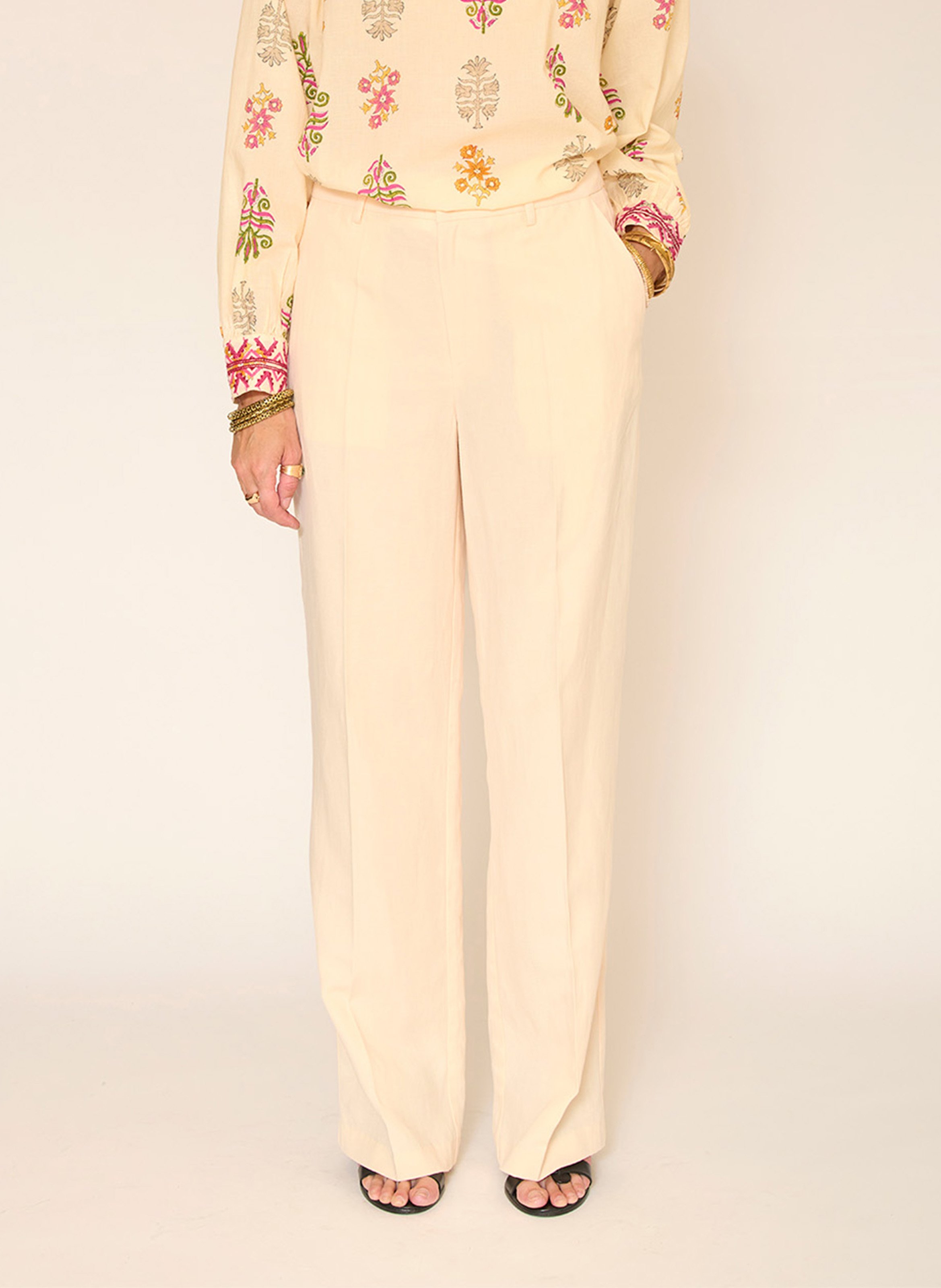 Weit geschnittene Hose MKT Beige