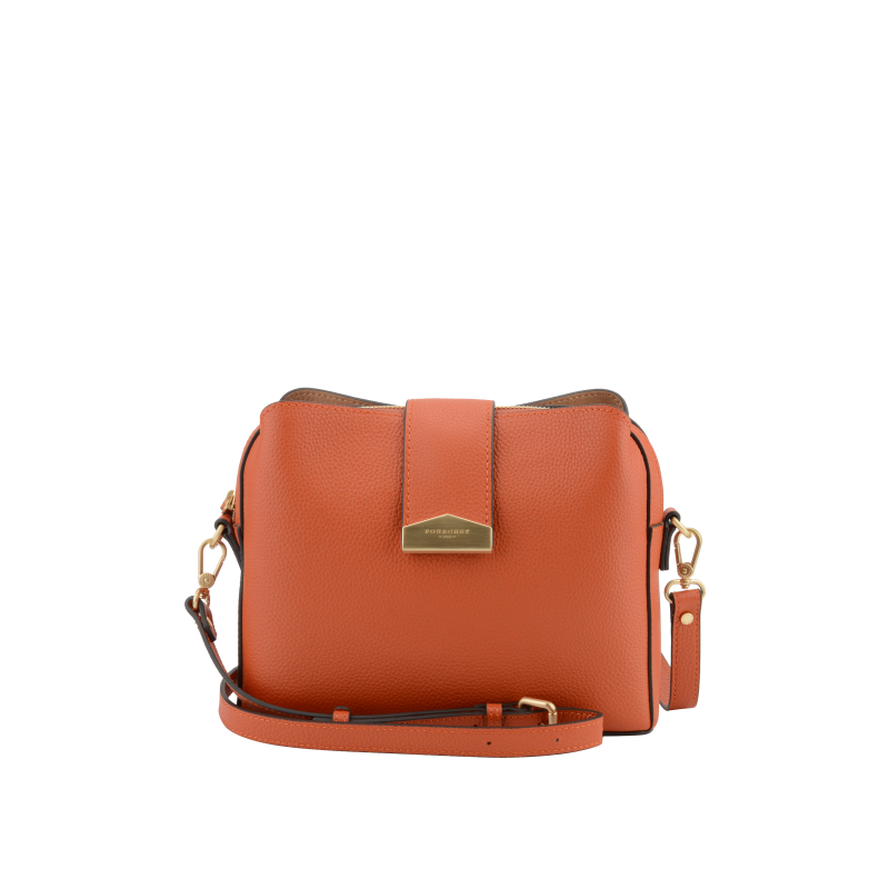 Leather clutch bag OrangePOURCHET
