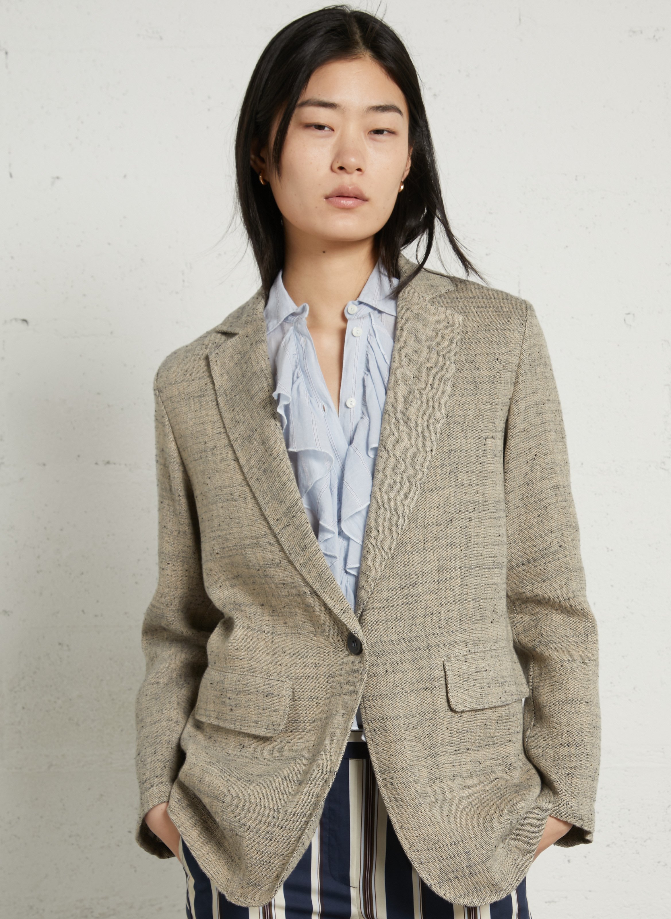 Veste droite col tailleur chinée en cachemire mélangé DIEGA Multicolore