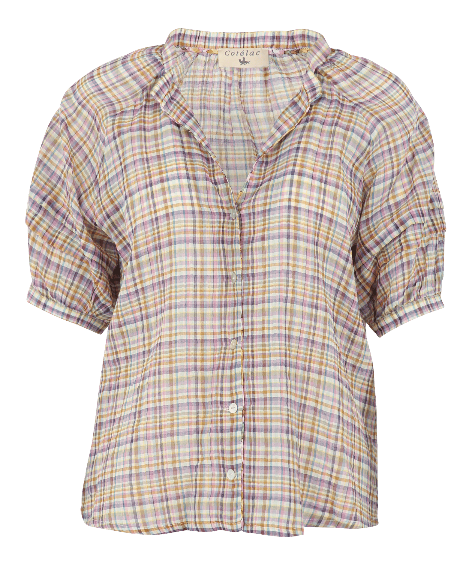 Blouse with puffed sleeves in print COTELAC Purple