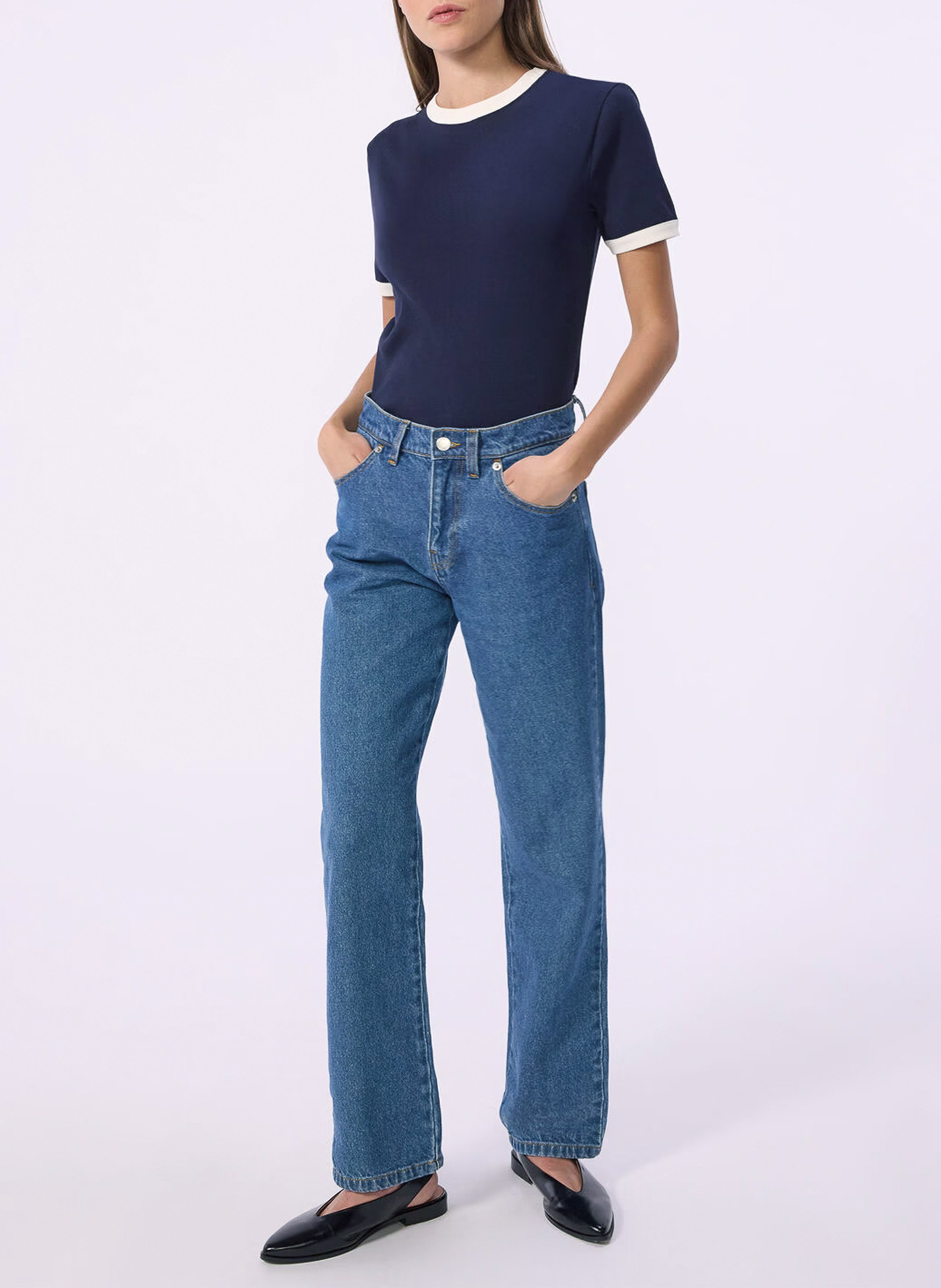 Rundhalsausschnitt T-Shirt aus Baumwollstrick PETIT BATEAU Blau