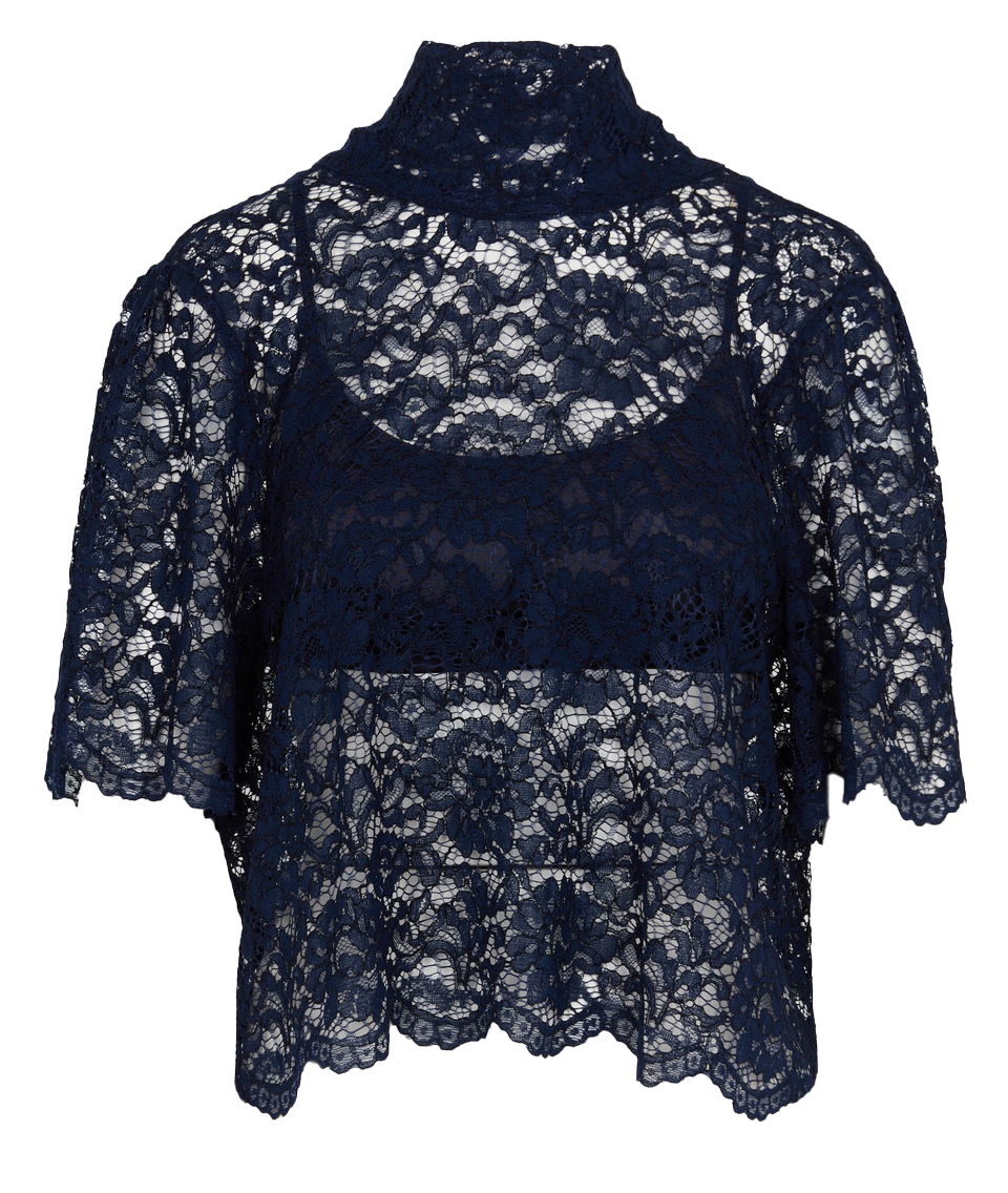 Rechte top van kant met opstaande kraag IMPERIAL Blauw