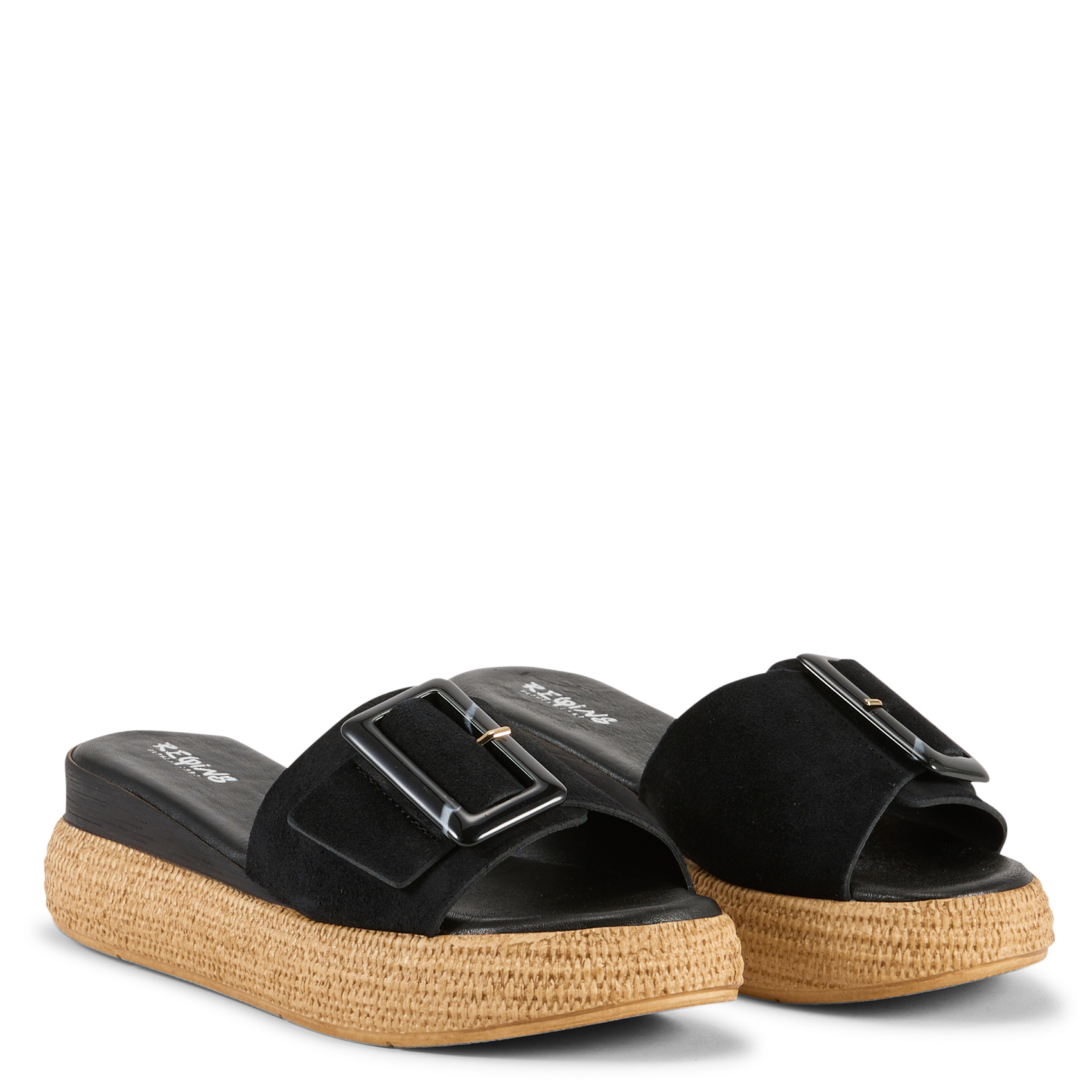 Sandales plates en cuir  REQINS Noir