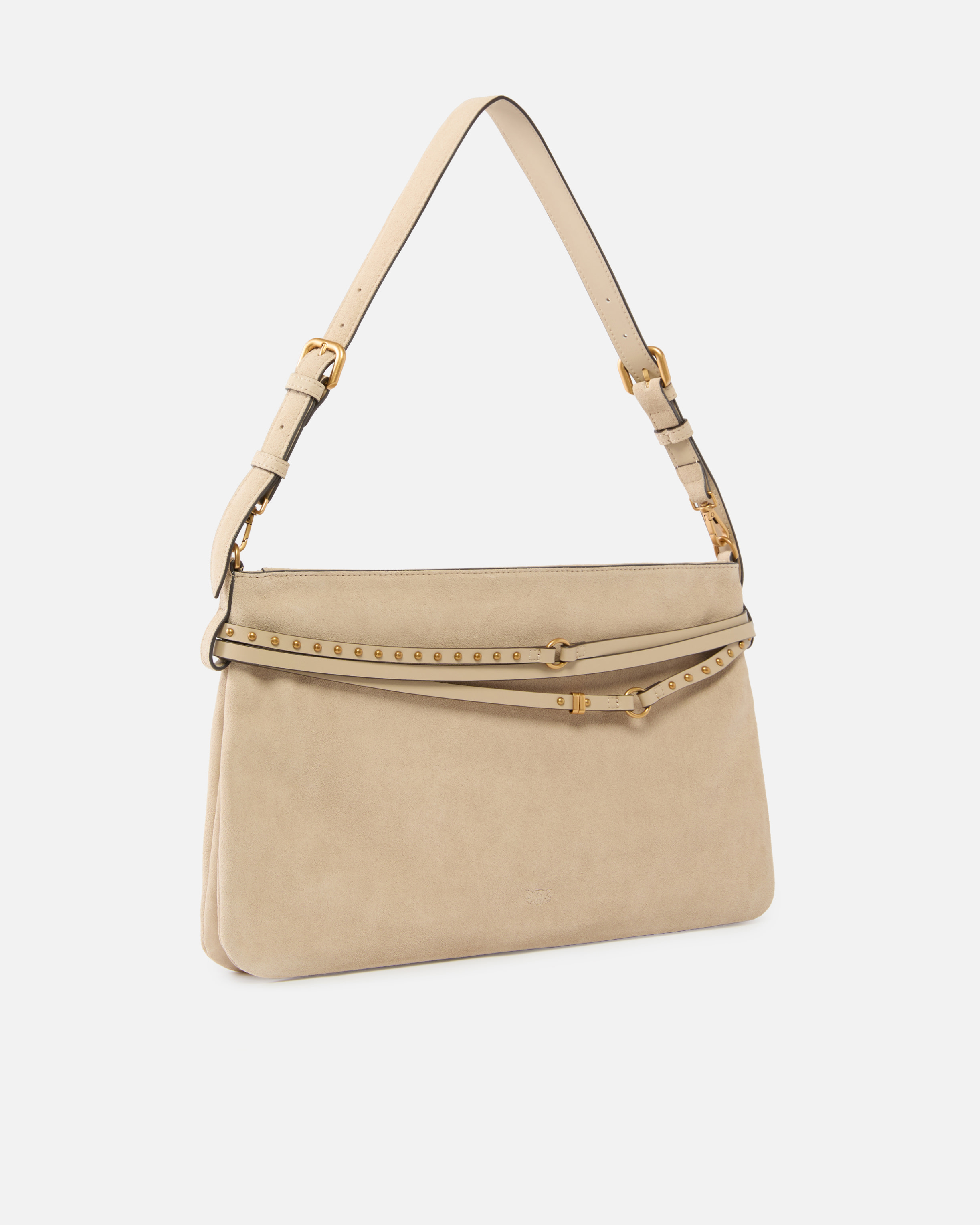 Grand sac porté épaule belt bag big en daim PINKO Beige