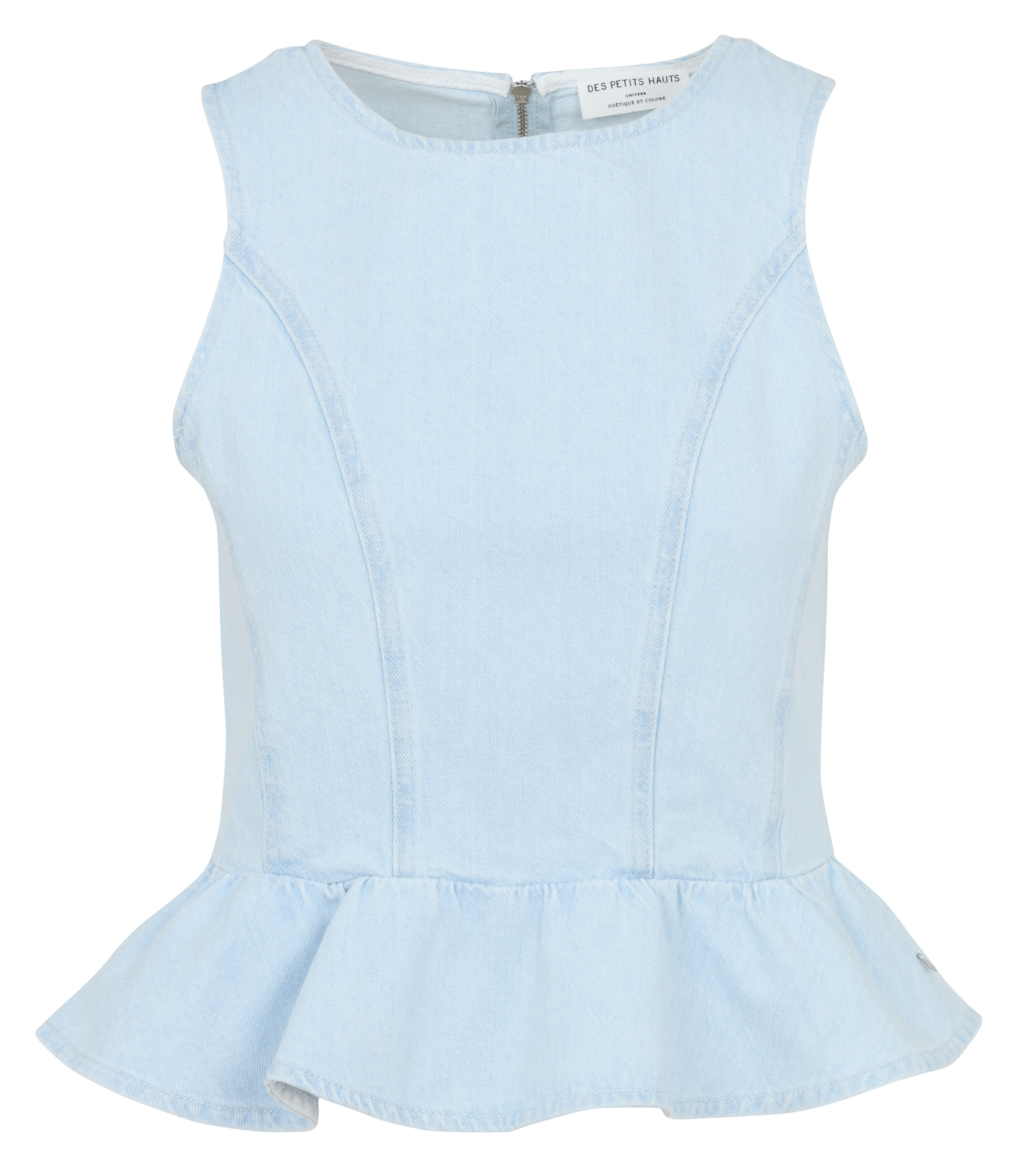 Rundhalsausschnitt Ärmelloses Jeanshemd DES PETITS HAUTS Blau