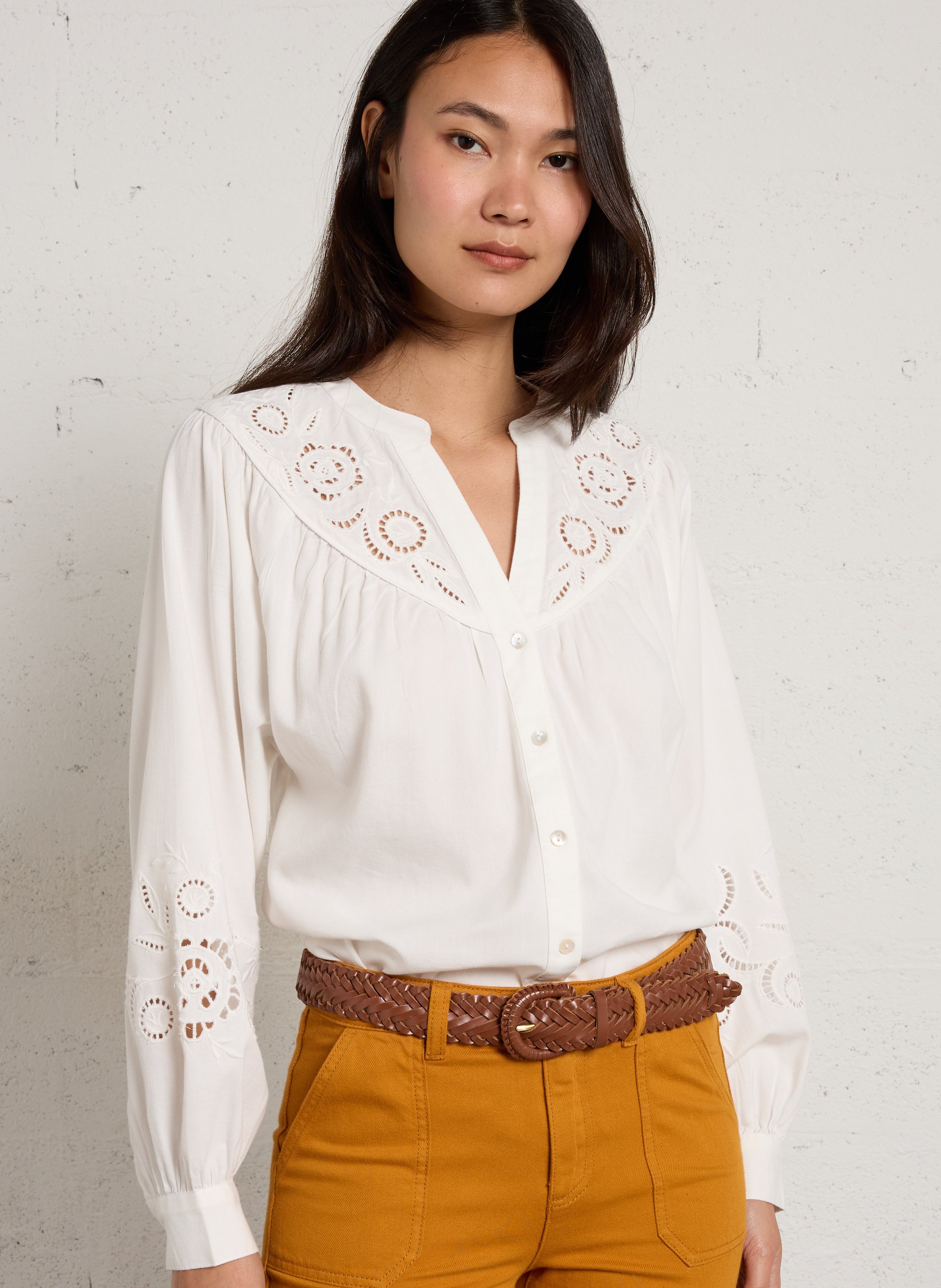 Chemise ample en coton mélangé MAISON 123 Blanc