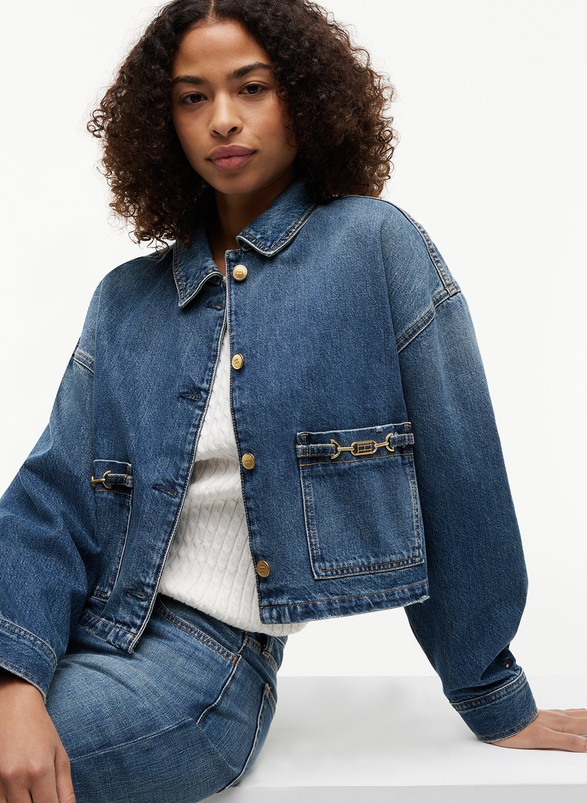 Straight denim jacket in cotton TOMMY HILFIGER Blue