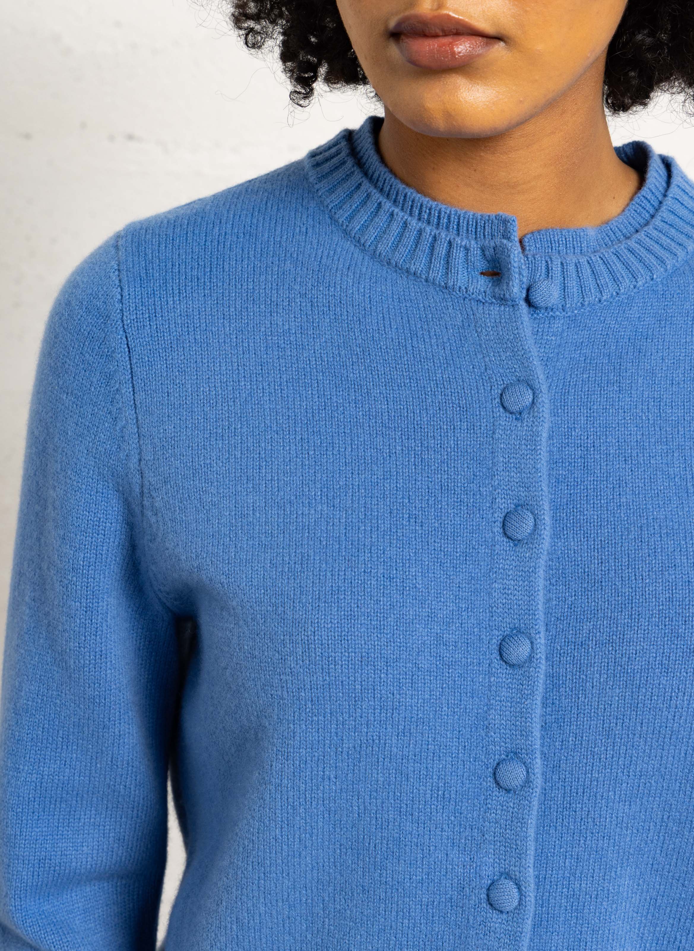 Straight round-neck wool and recycled wool vest SUNCOO Blue