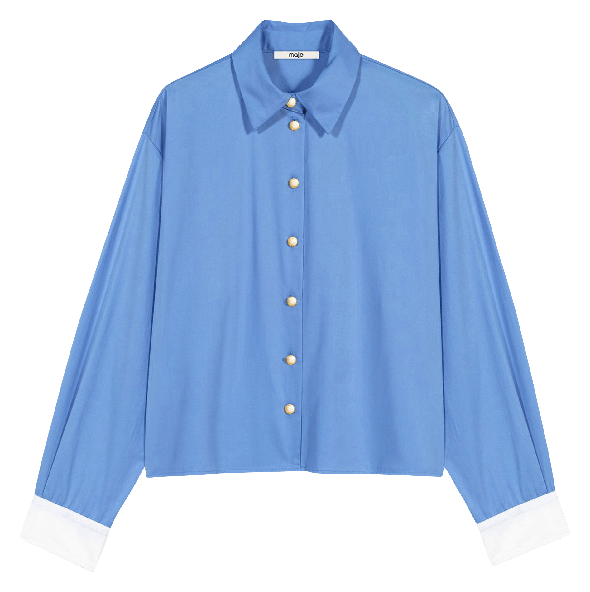 Chemise col lavallière en coton MAJE Bleu