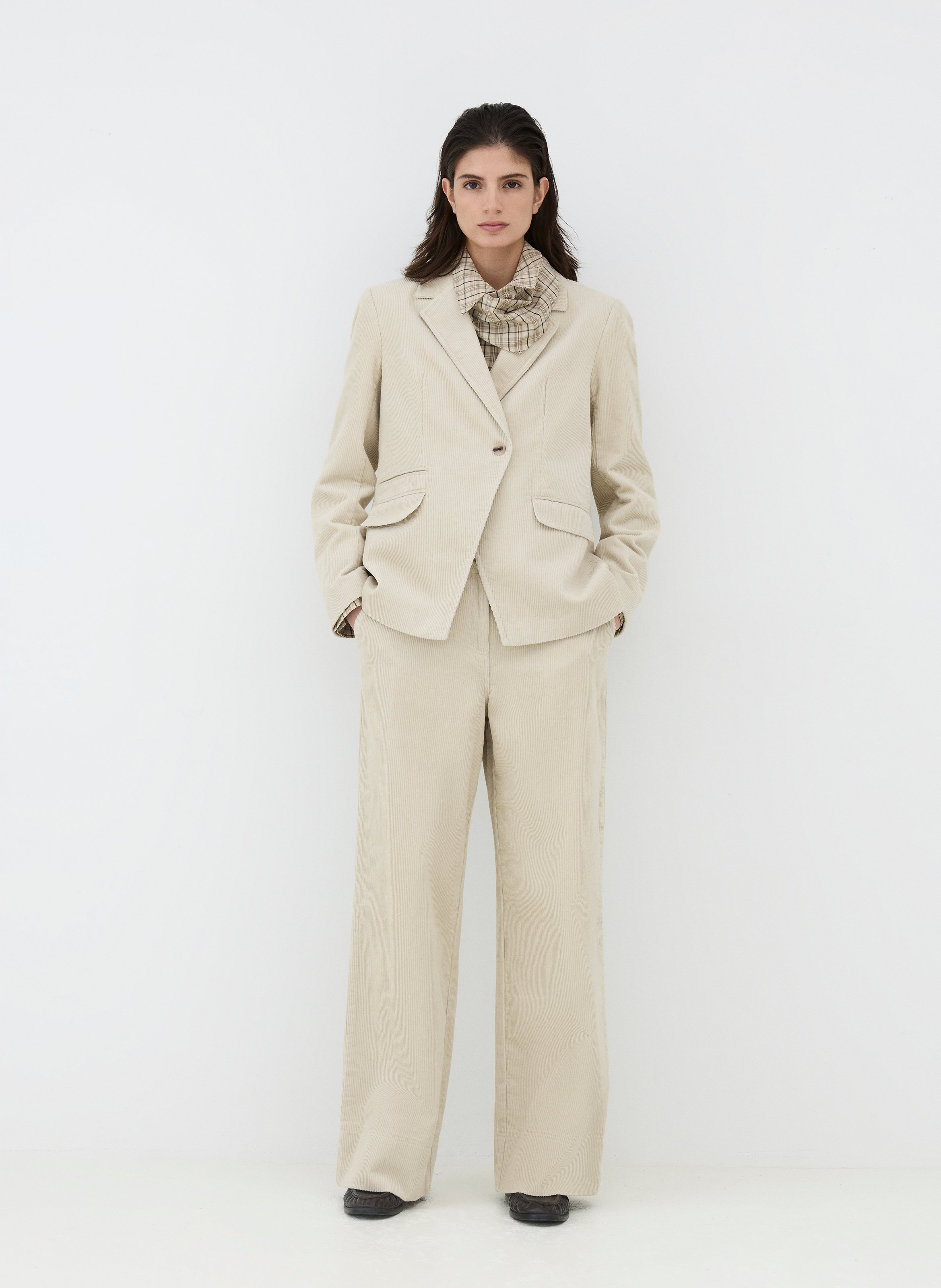 Pantalon large en velours côtelé ROUGE EDIT Beige