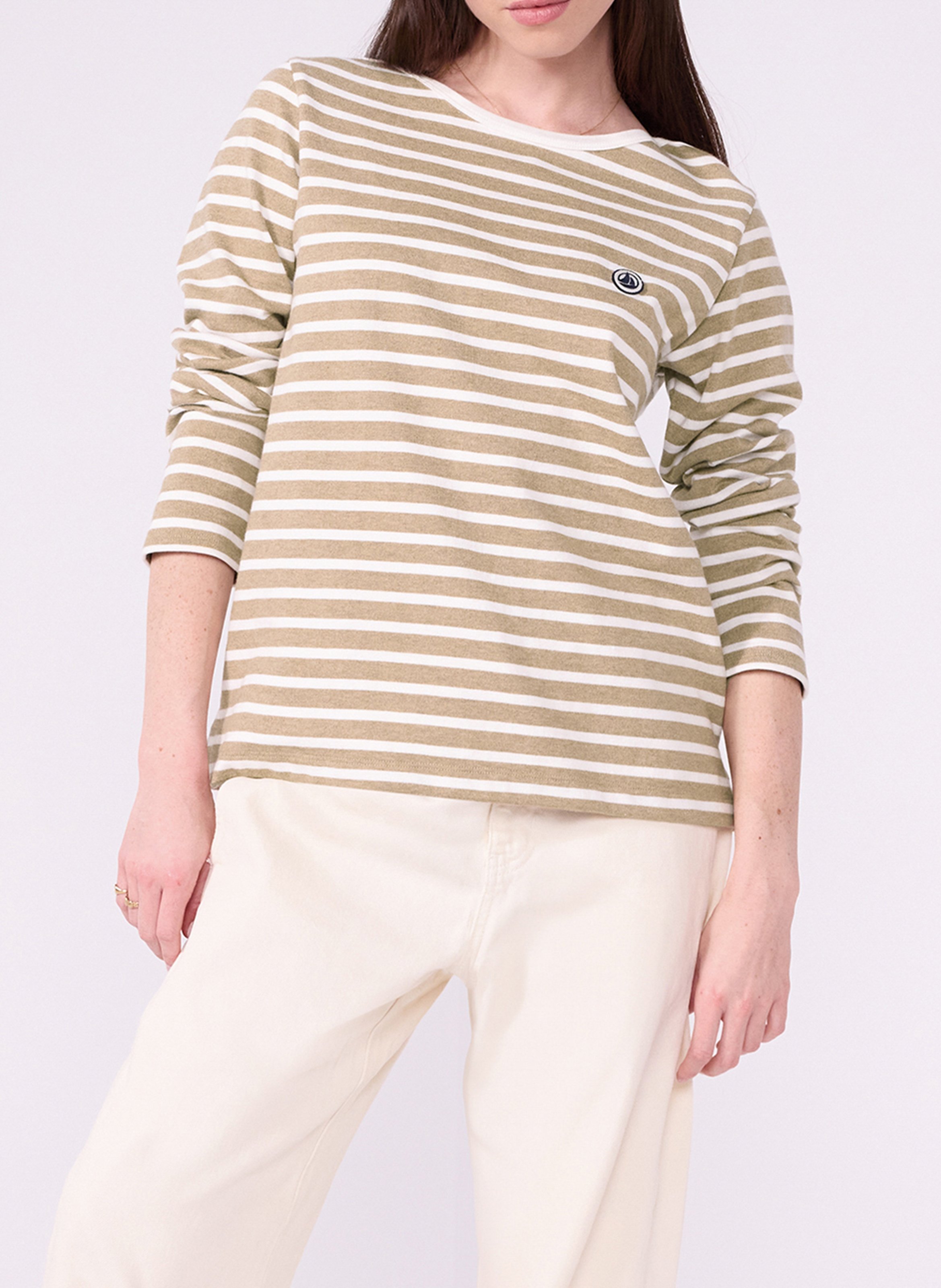 Tee-shirt droit col rond à rayures PETIT BATEAU Multicolore