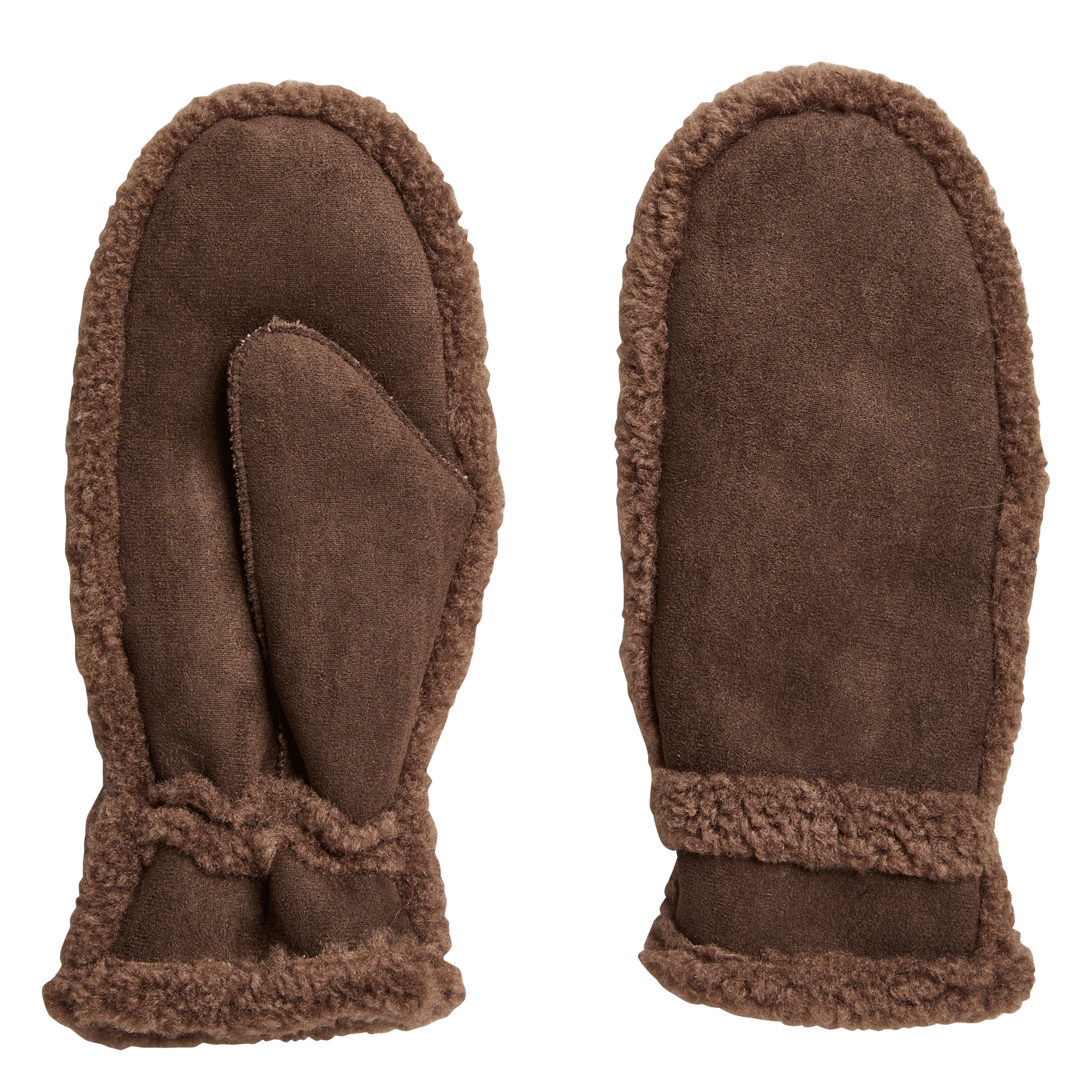 Moufles à doublure en peluche PIECES Marron