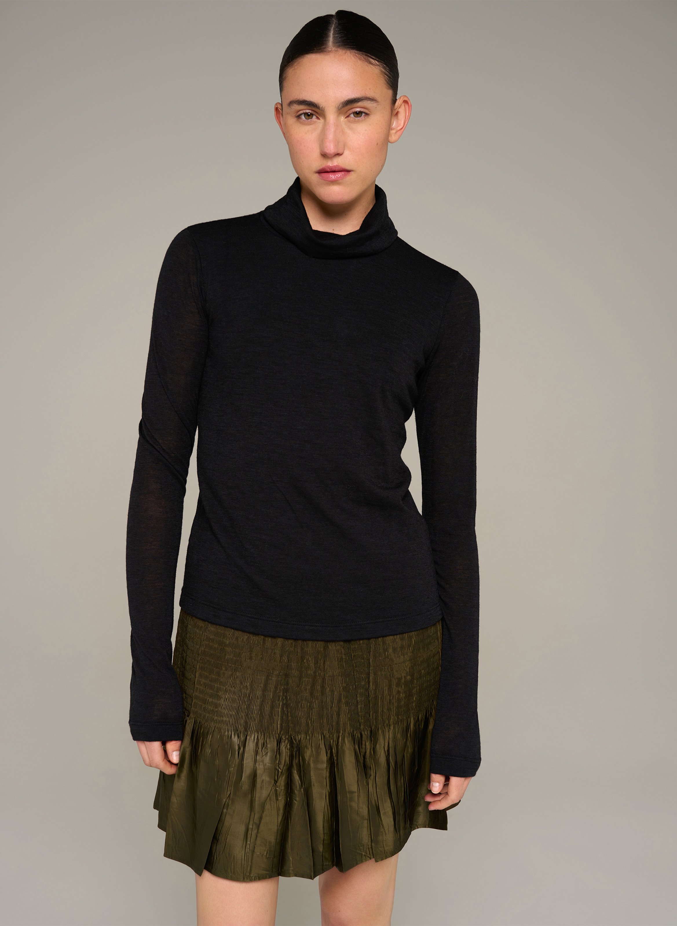 Rollkragenpullover aus Wollmischung COTELAC Schwarz