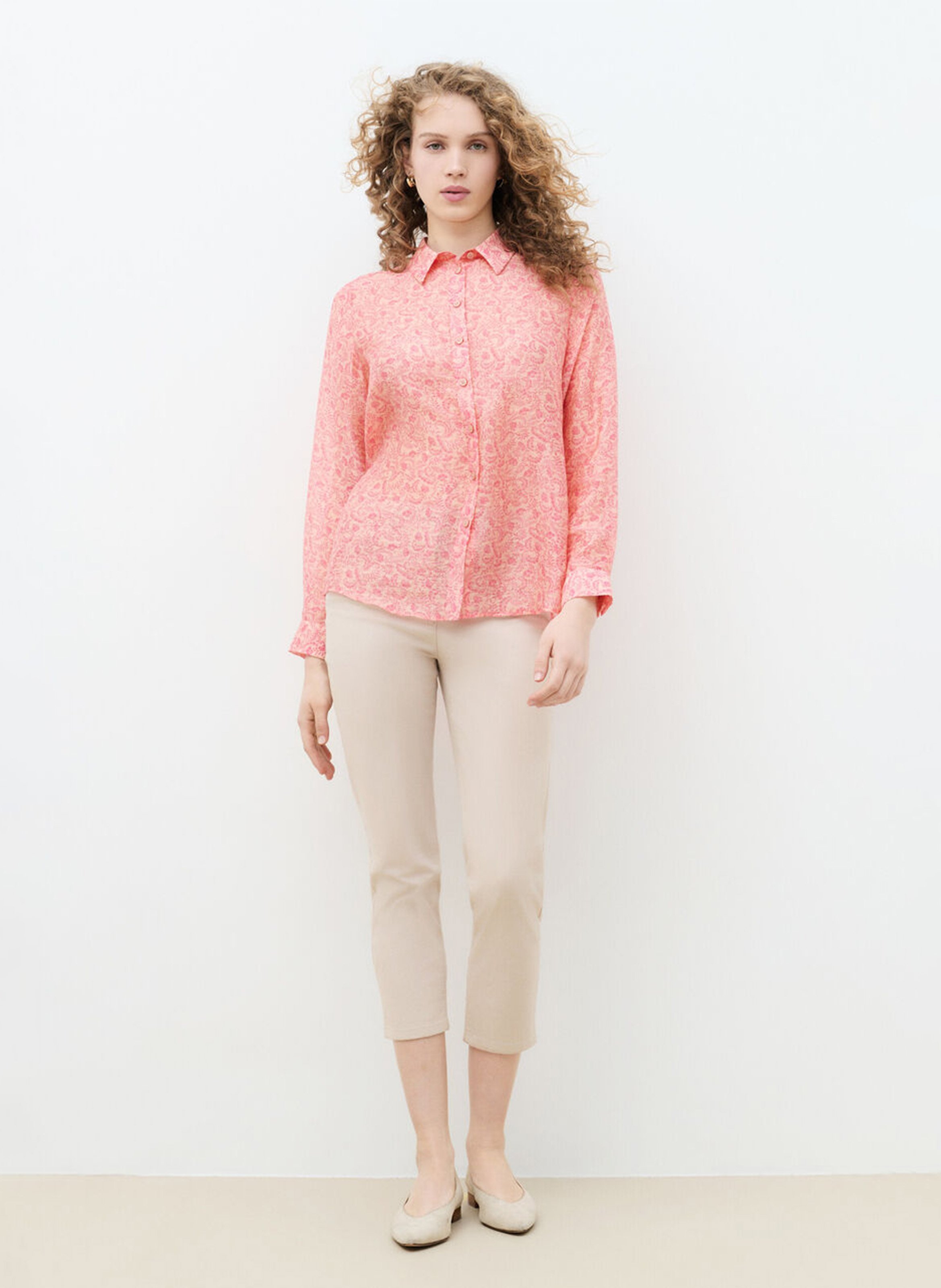 Chemise droite col classique imprimée CAROLL Rose