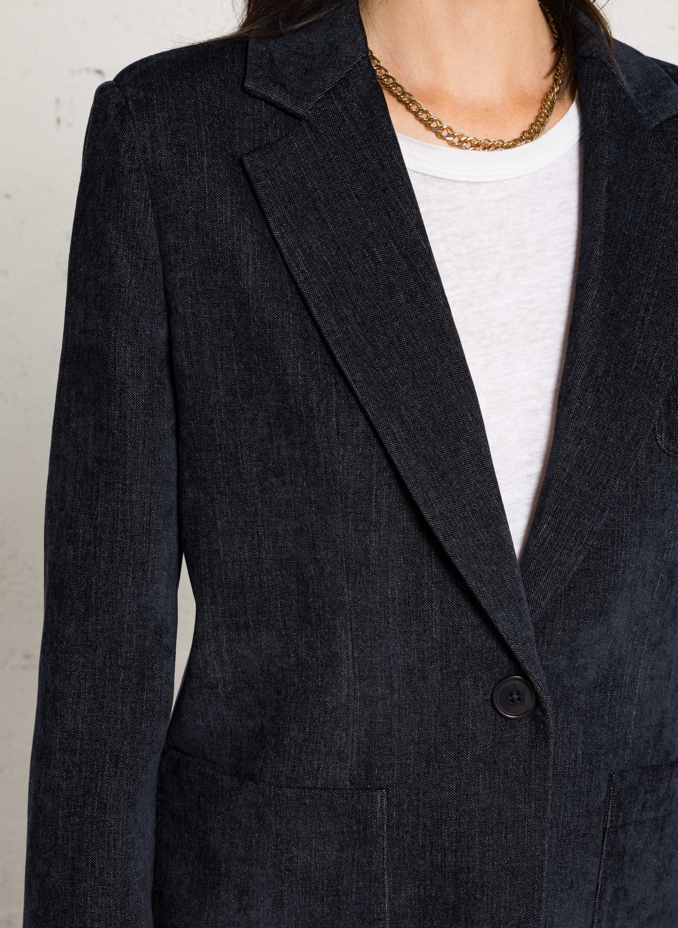 Gerade geschnittener Samt-Blazer PLEASE Blau