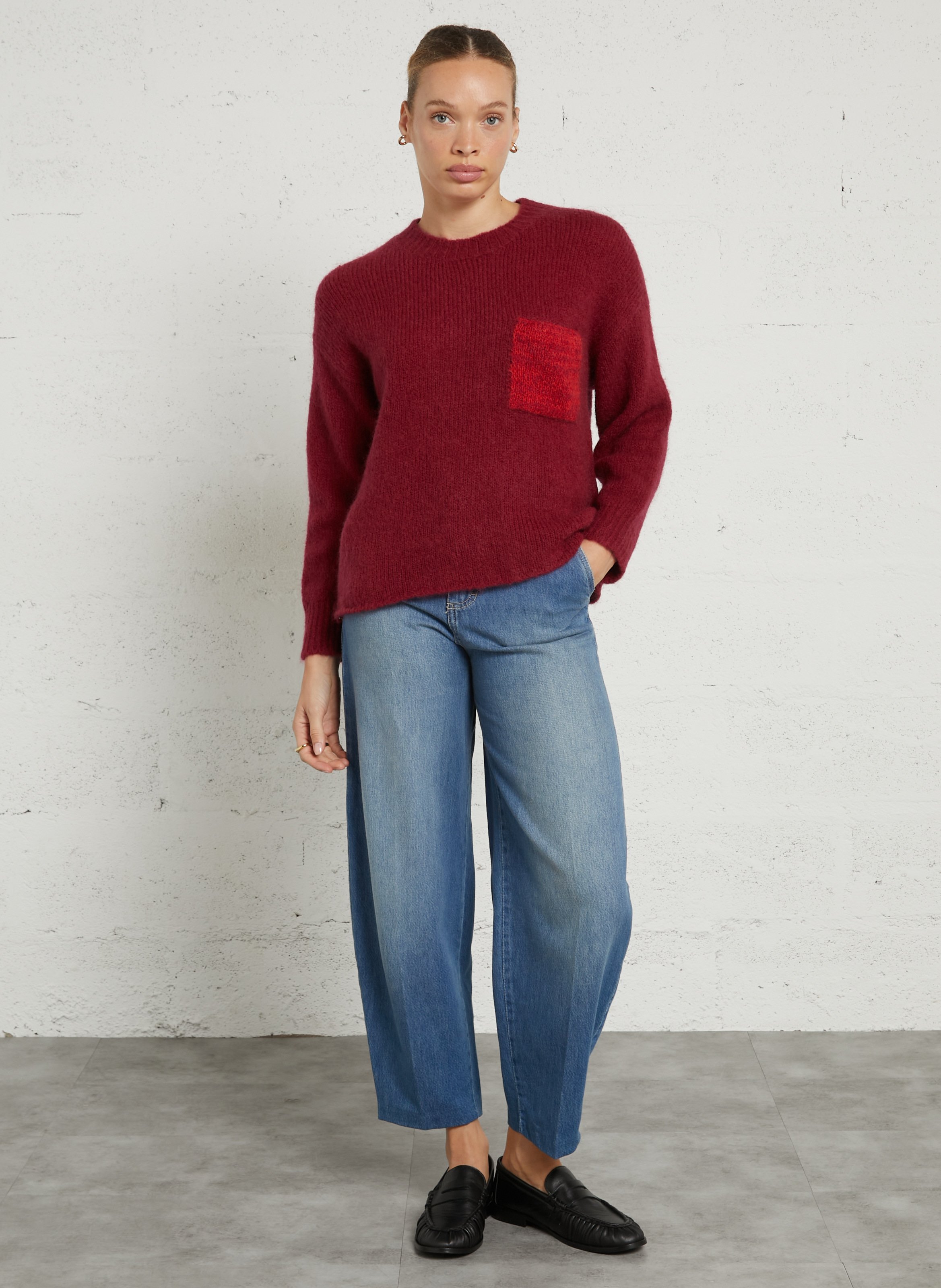 Round neck knit sweater MAISON ANJE Plums