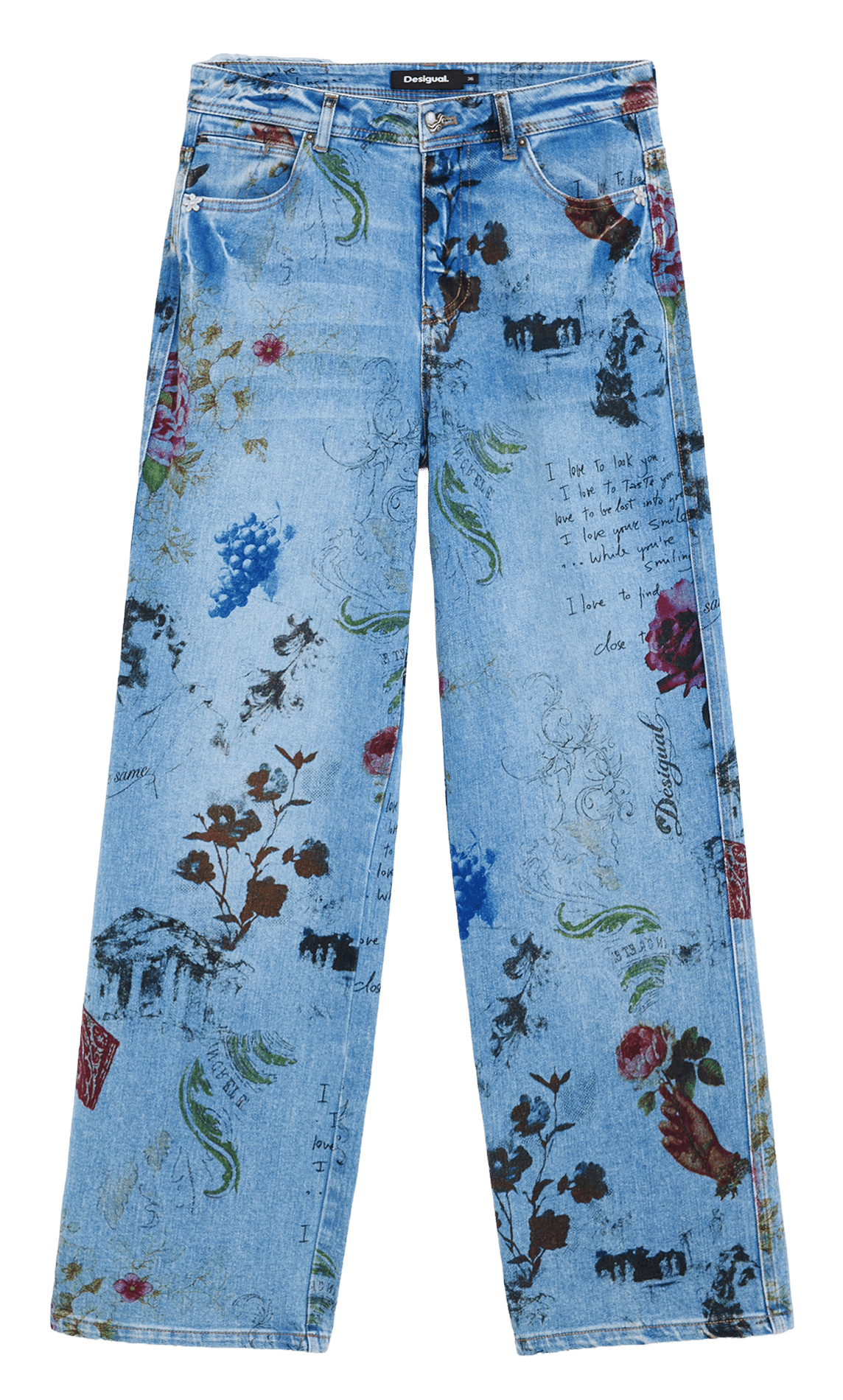 Bedruckte weite Jeans DESIGUAL Blau