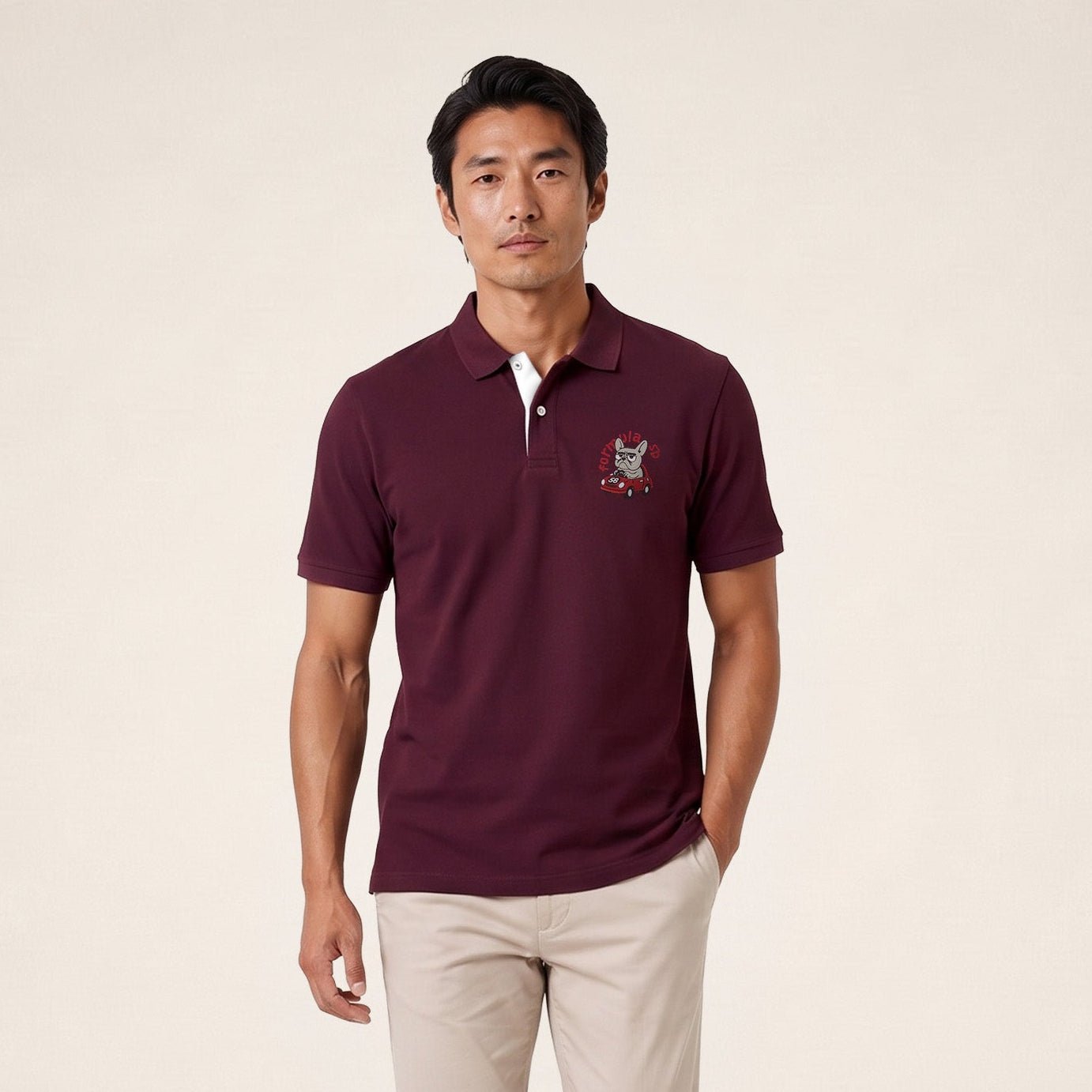 FUNKY ANIMALS short-sleeved piqué cotton polo shirt SERGE BLANCO Red