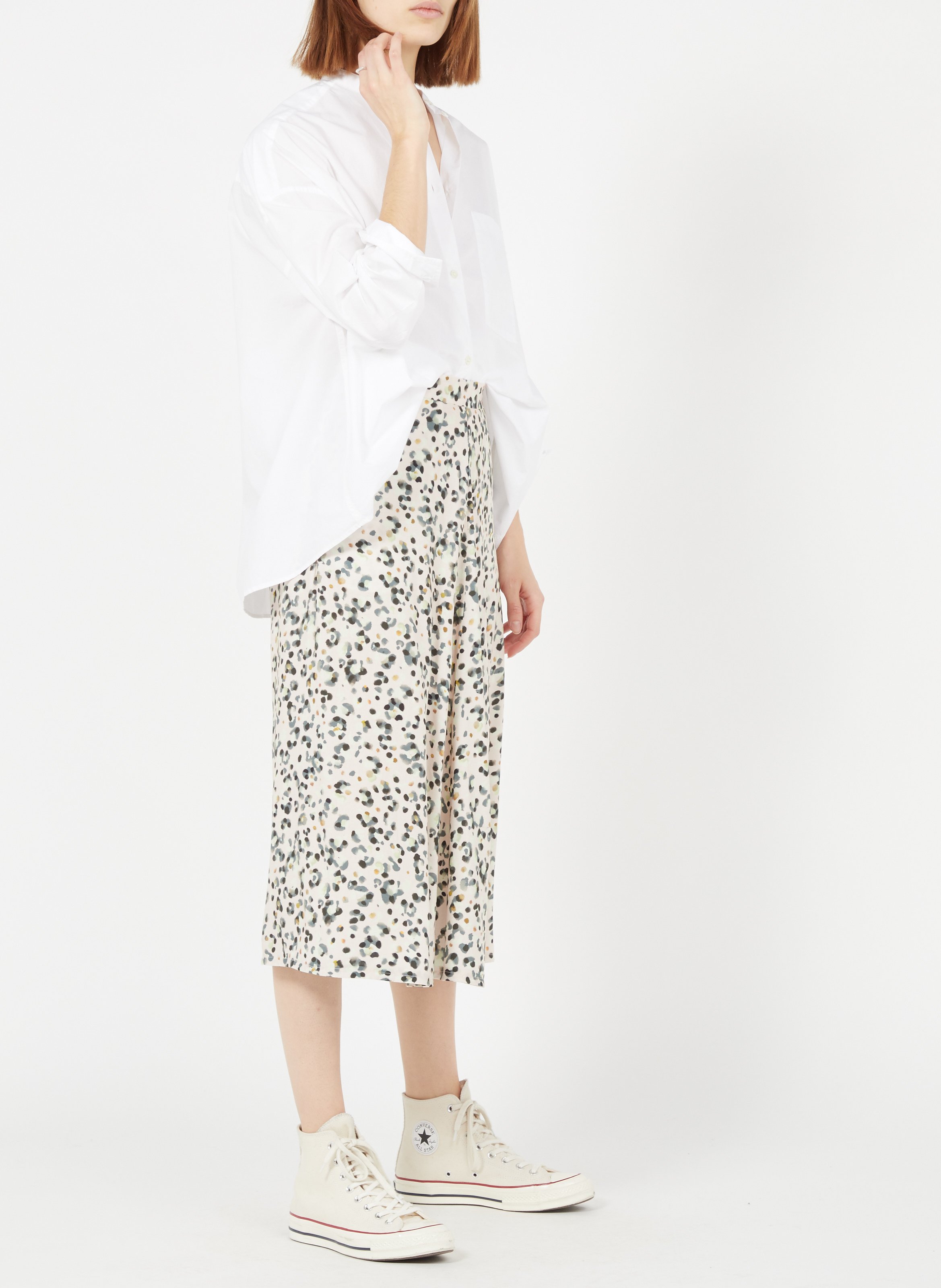 Ruimvallende, katoenen blouse met ronde hals BELLEROSE Wit