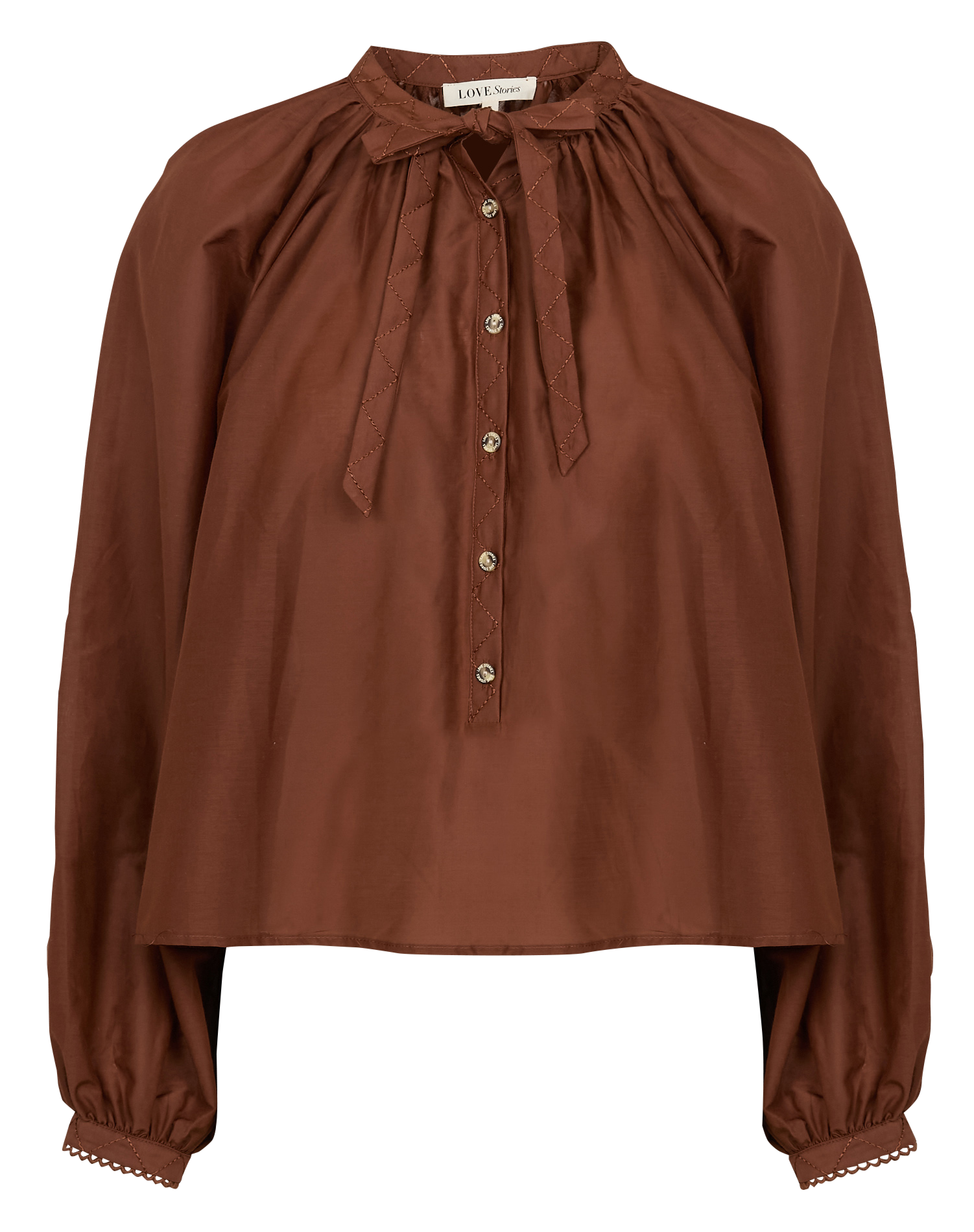 Chemise ample en coton et soie LOVE STORIES Marron