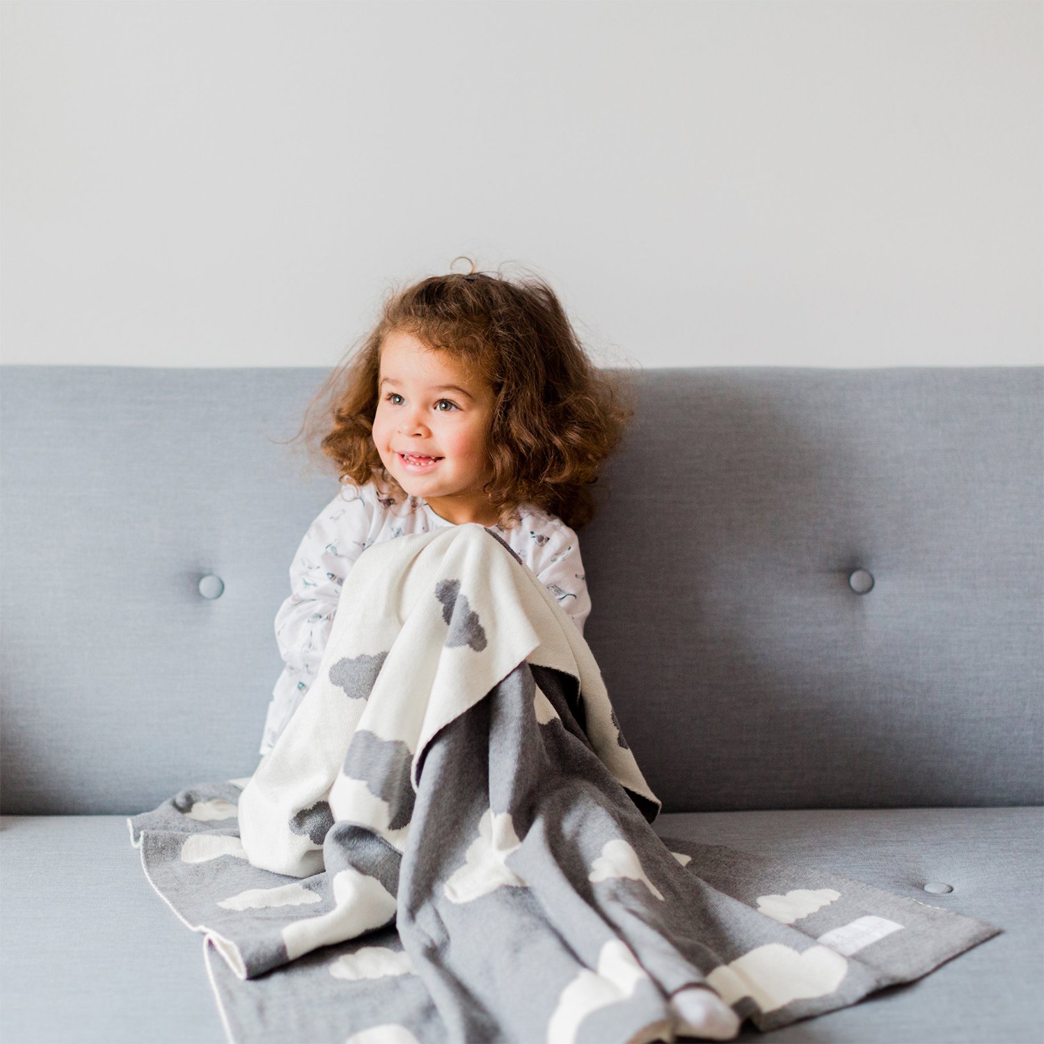 Ultra-soft knitted baby blanket - 100% cotton KINDSGUT Grey