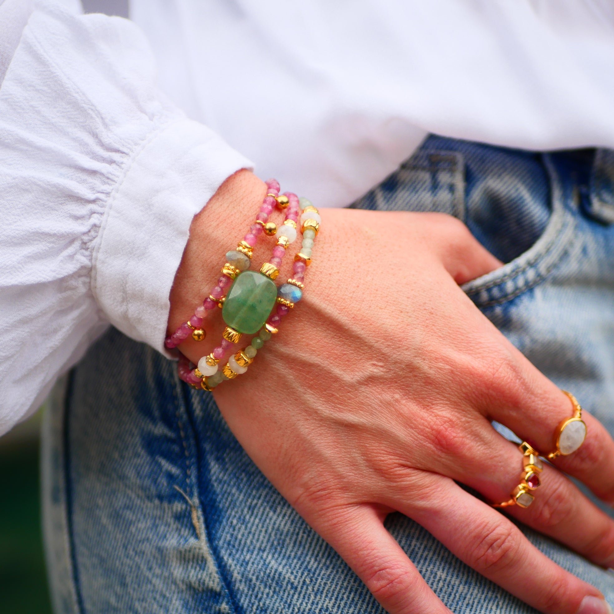Aventurine bracelet GINANDGER Multicolored