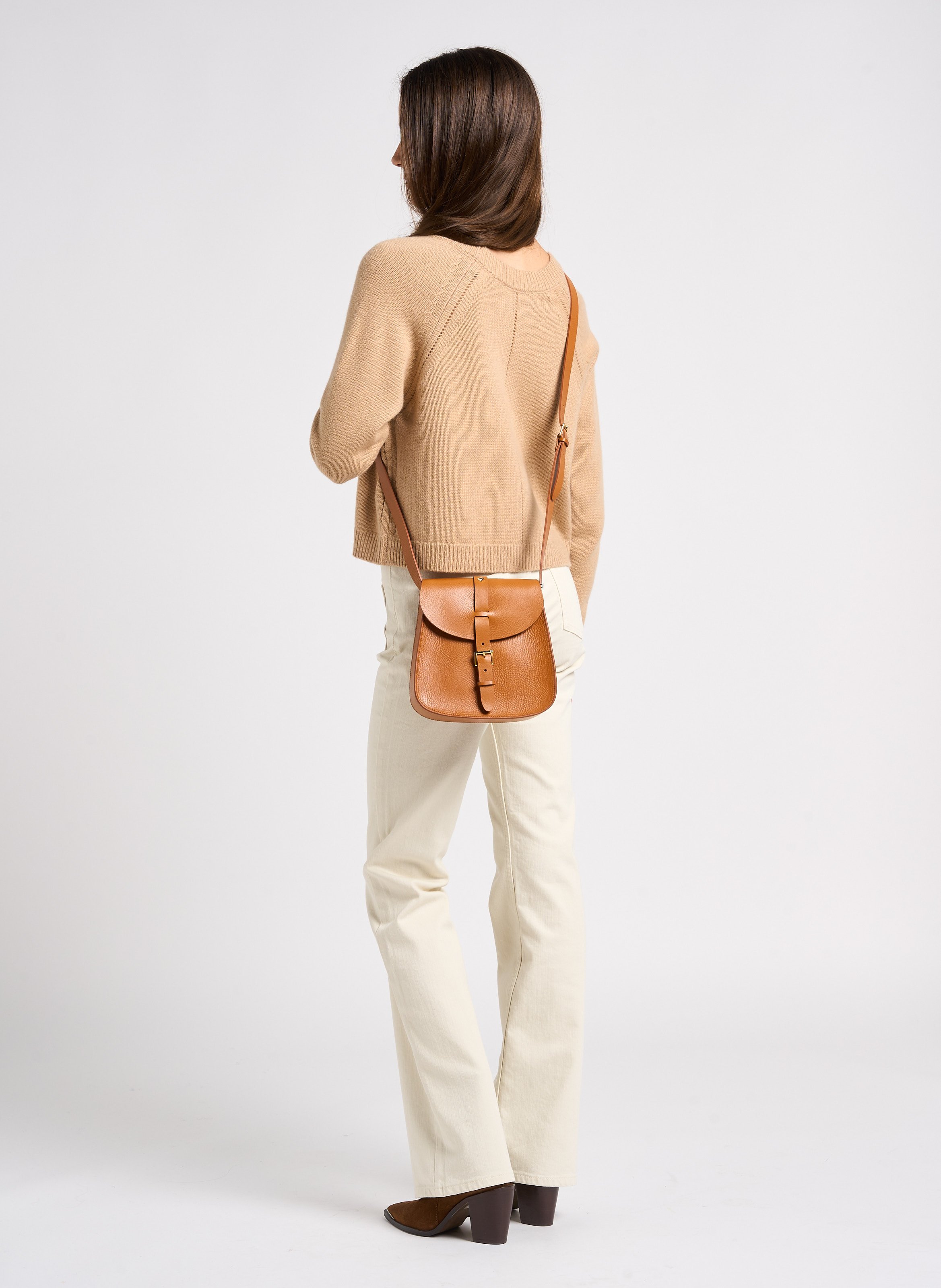 Sac bandoulière en cuir HERBERT FRERE SOEUR Marron