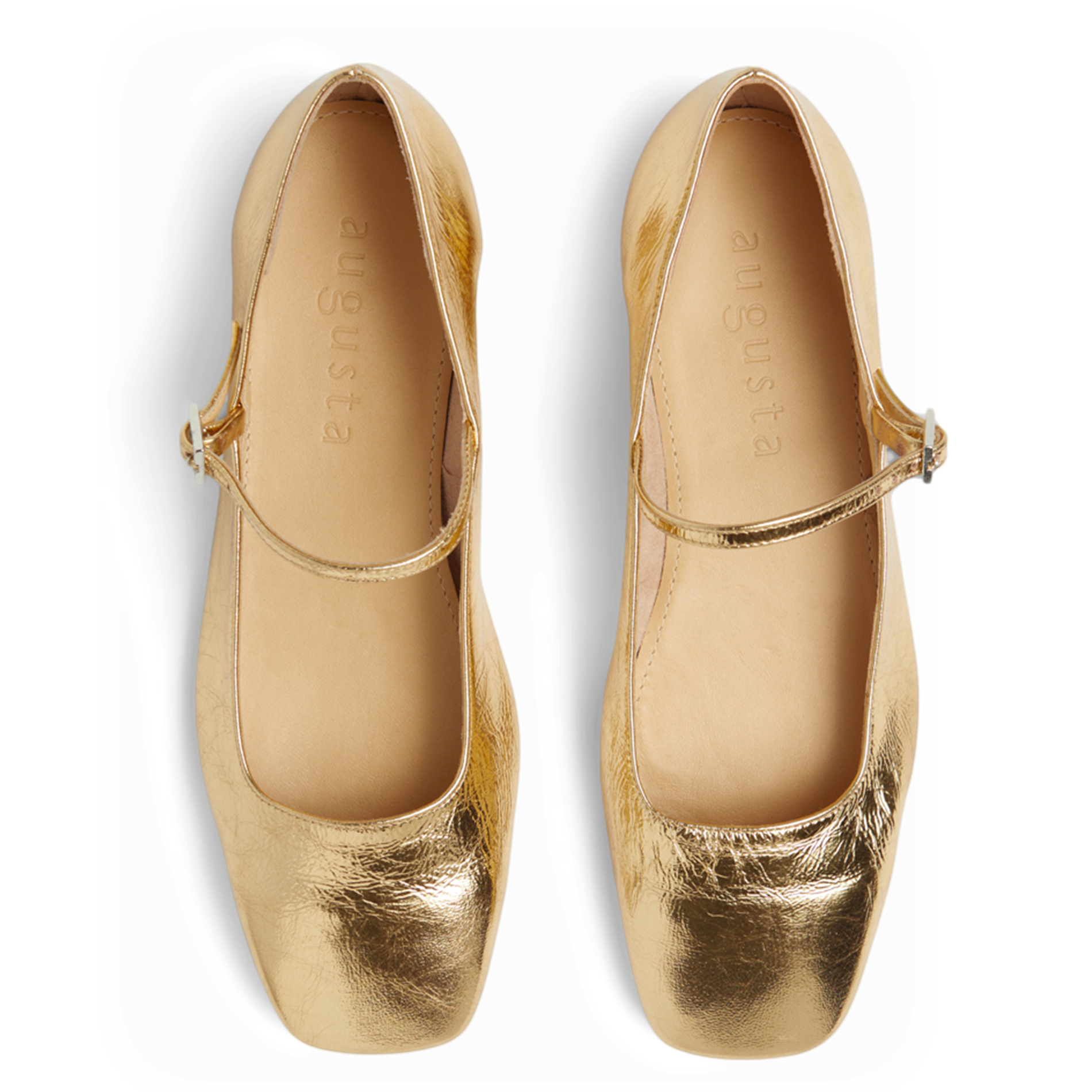 Ballerines en cuir métallisé AUGUSTA Doré