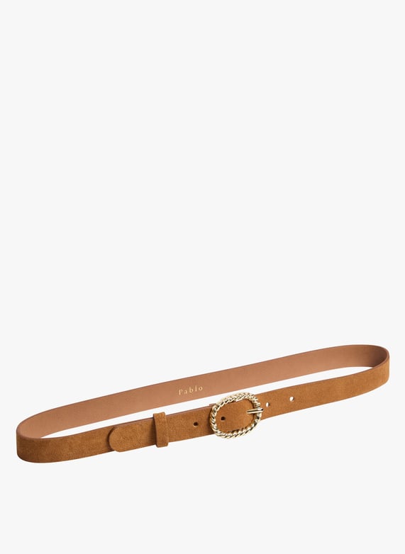 Ceinture en cuir velours Marron