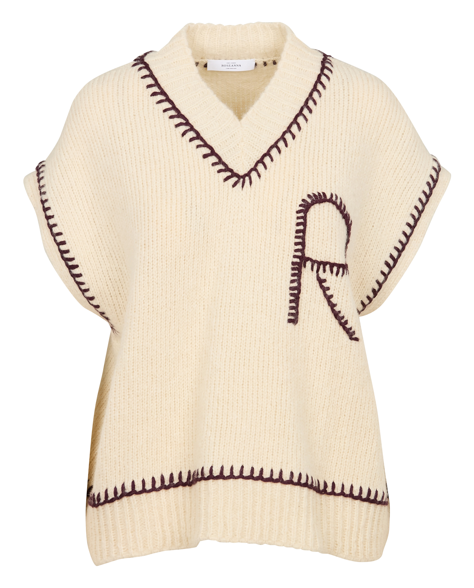 Pull ample sans manches en laine et coton ROSEANNA Beige