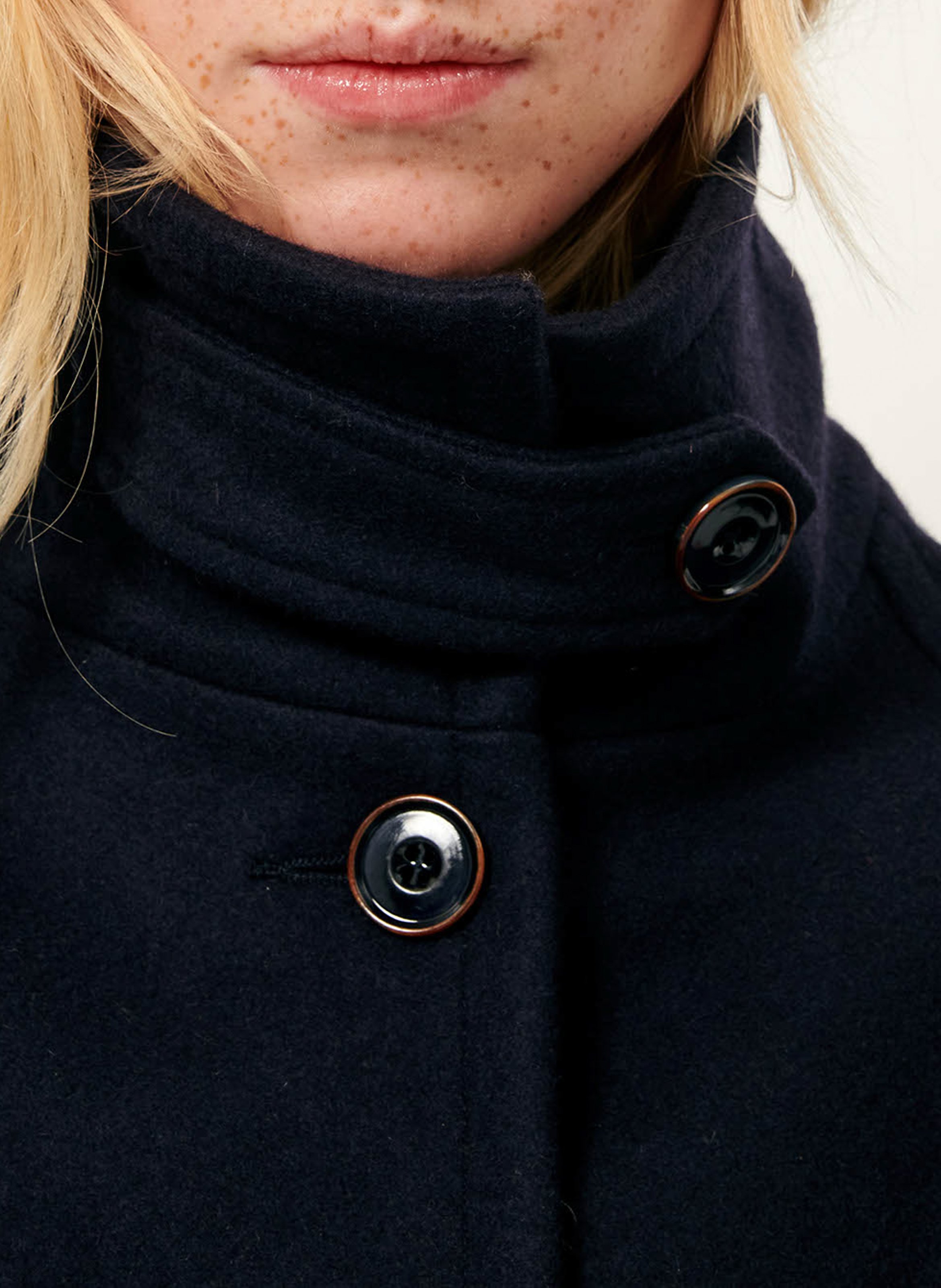 Short high-neck wool-blend coat SESSUN Blue