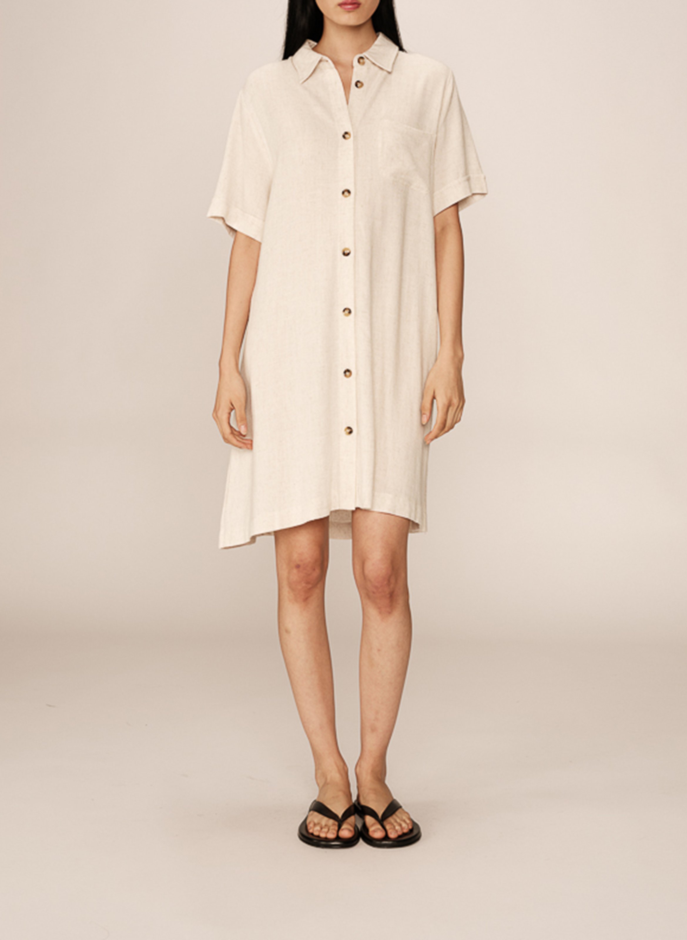 Robe courte col chemise GRACE ET MILA Beige